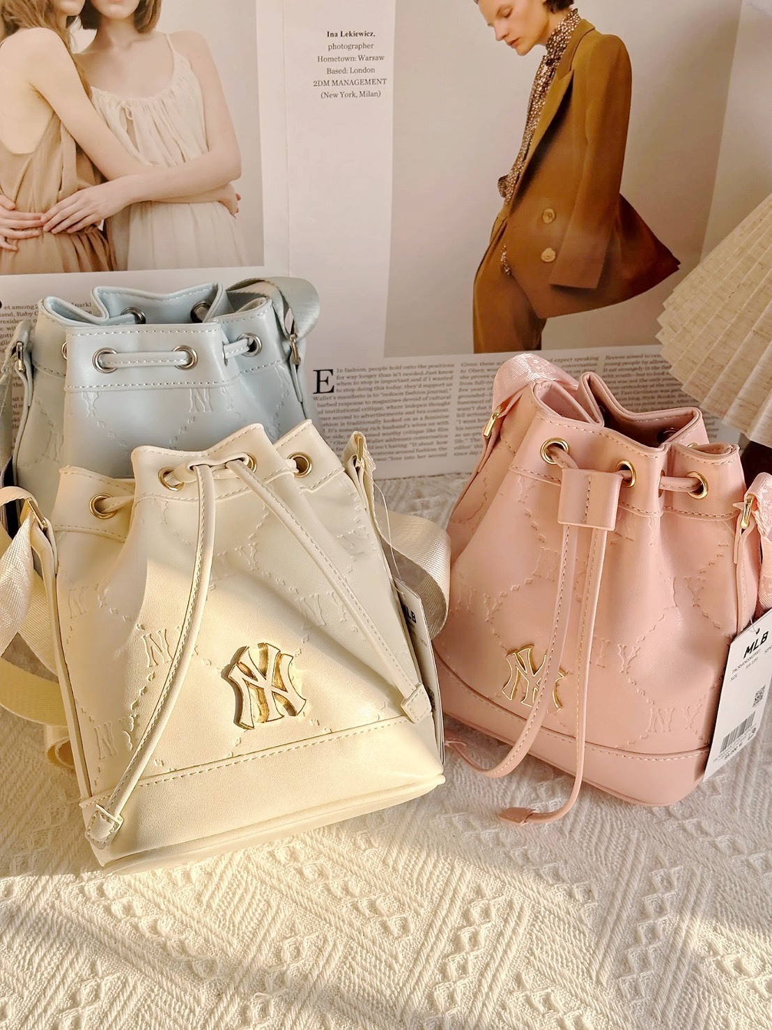 MLB 皮革 水桶 單肩包