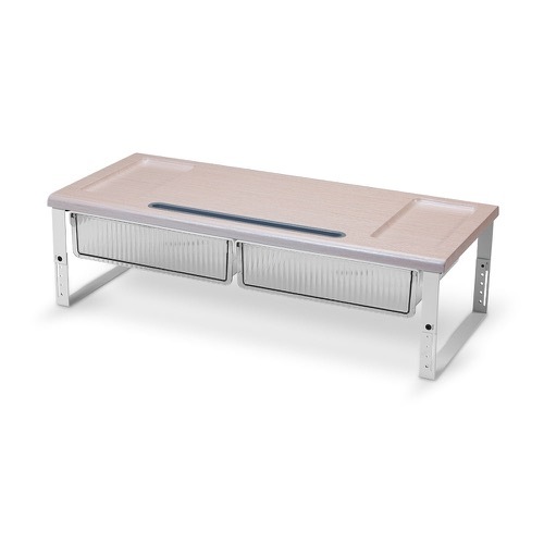 【Kavalan】高度可調螢幕增高架 (白橡細紋木) 抽屜任意黏 V18