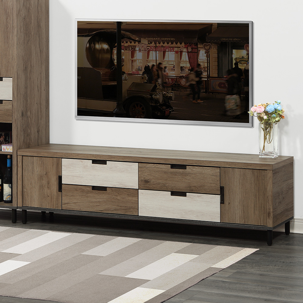 拜爾6尺工業風二門四抽電視櫃/長櫃