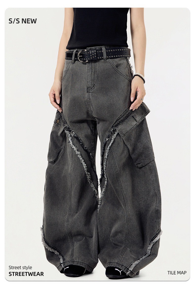 不收邊造型彎刀褲