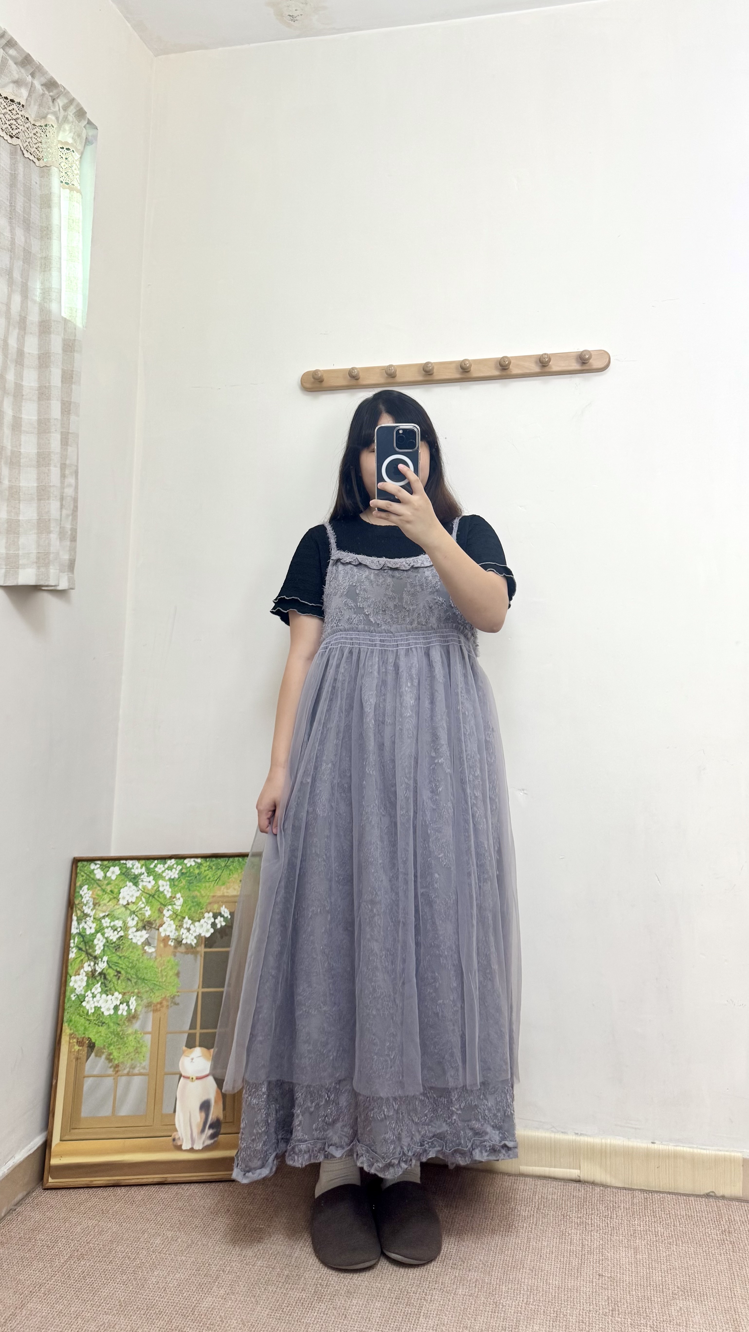 重工～拼紗壓花羽毛Ruffle OPS