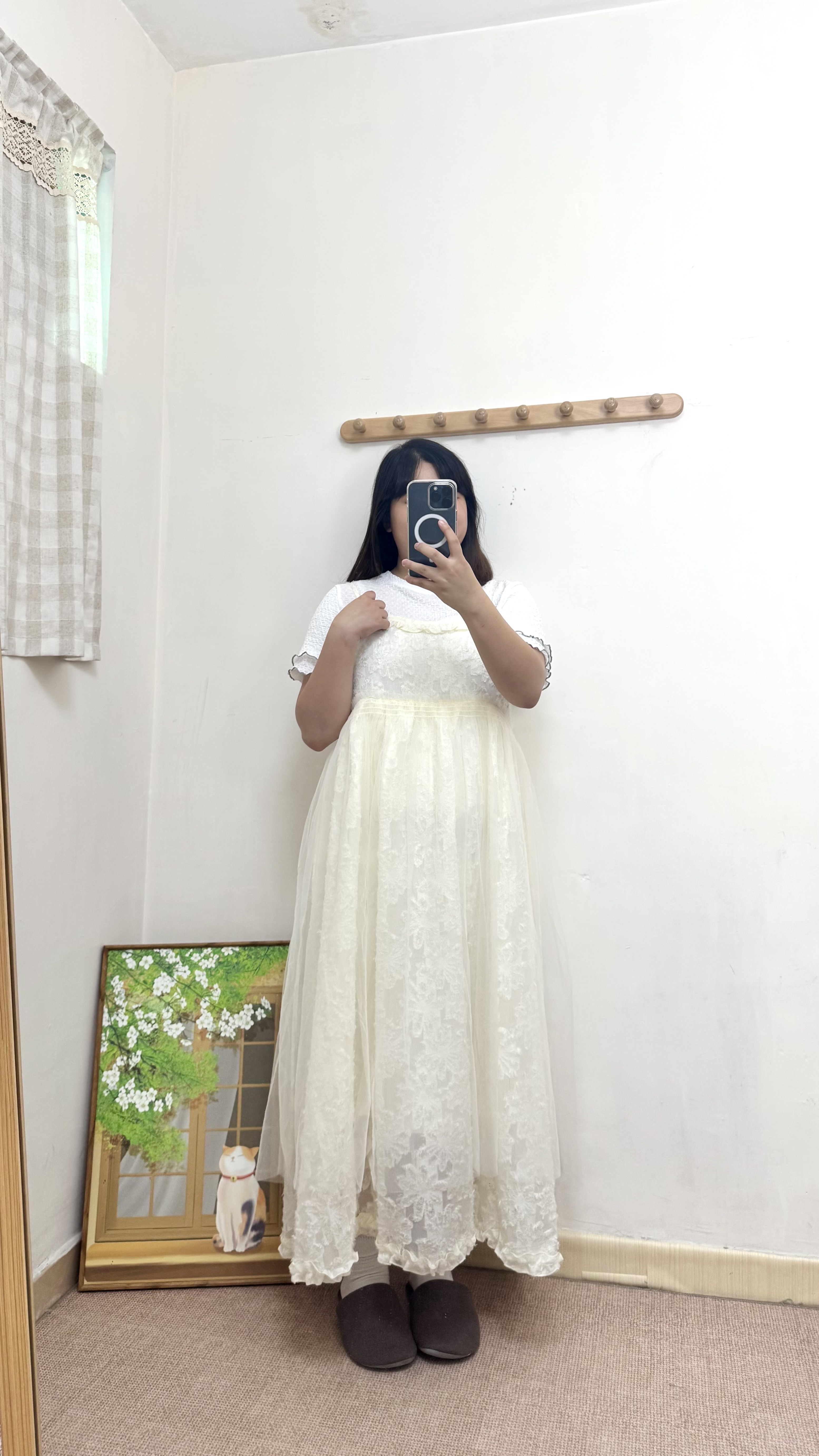 重工～拼紗壓花羽毛Ruffle OPS