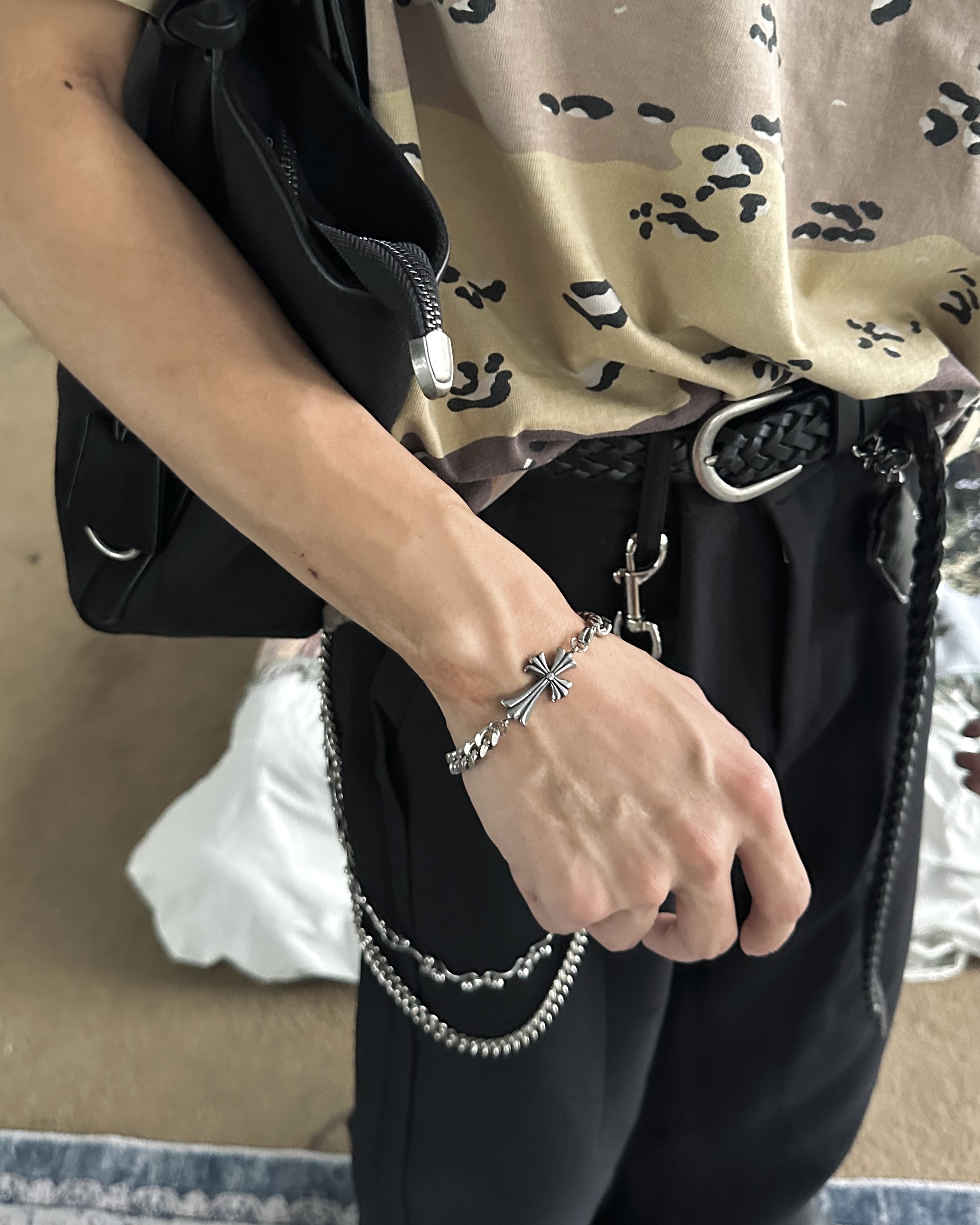 𝐇·𝐓·𝐒 韓國 似克羅心 十字架 古巴鍊 復古 簡約 手飾 穿搭 配件 手鍊