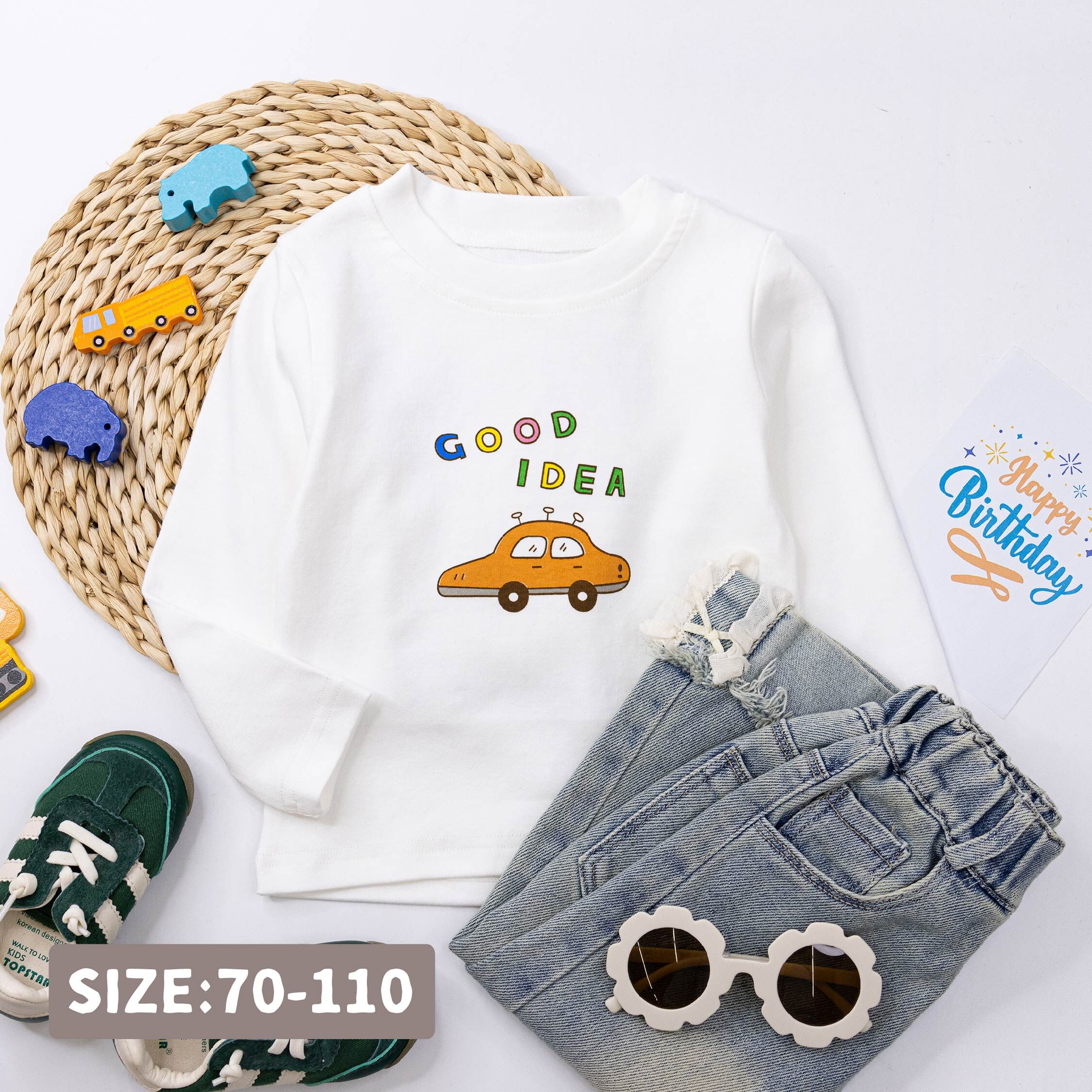 【H55312】童趣小車車舒適上衣/內搭衣