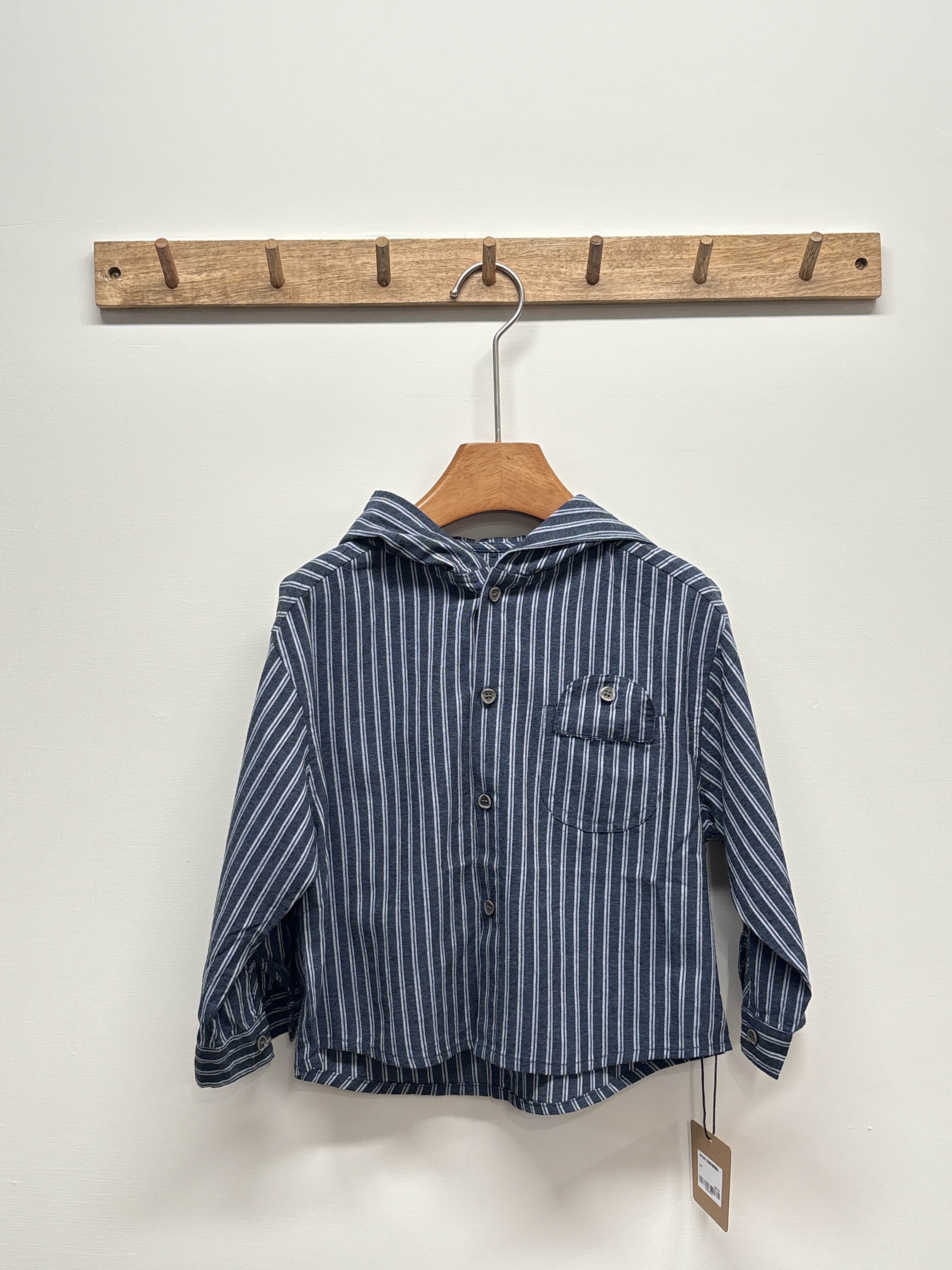 A02821直條紋連帽襯衫