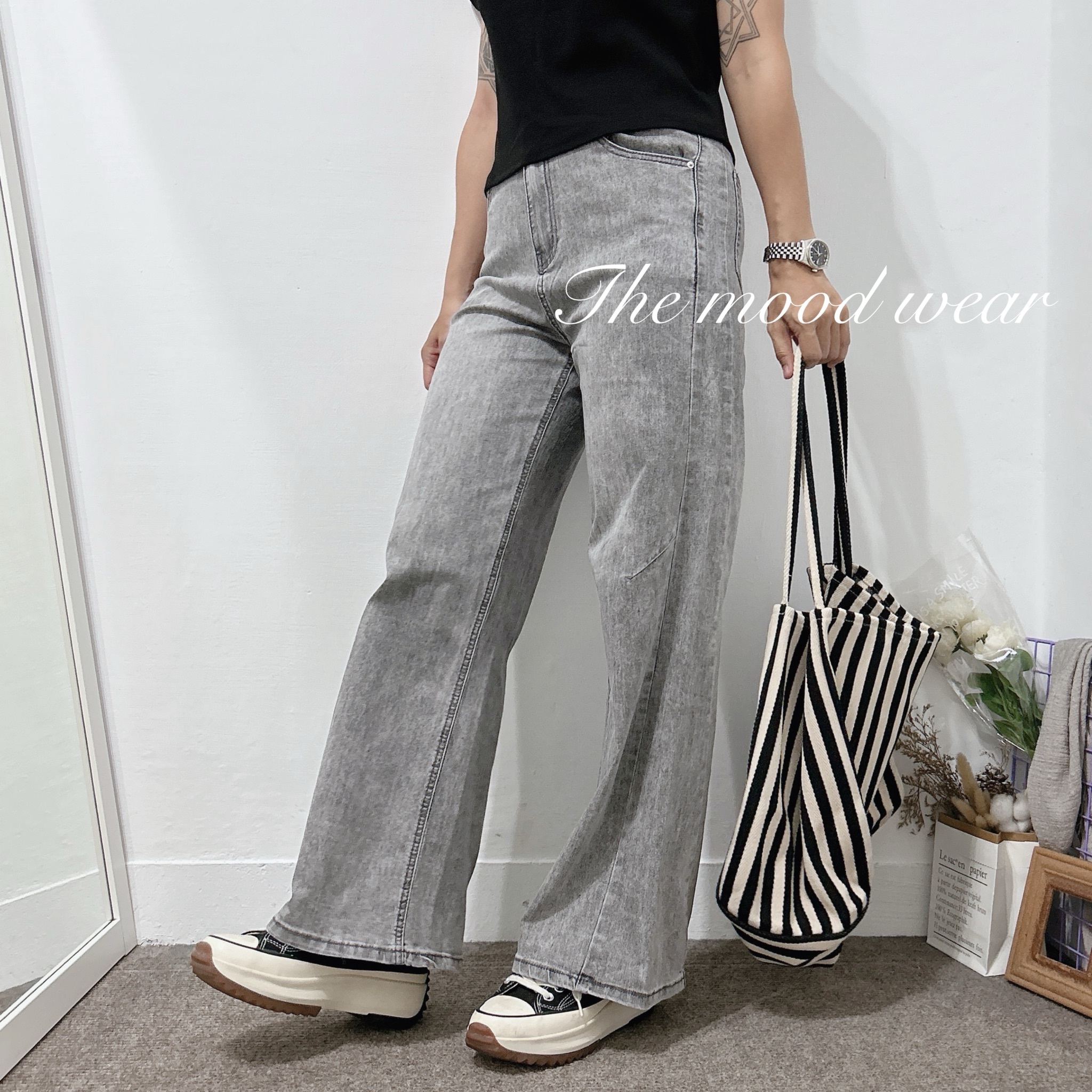 S-2XL夏天薄款車線寬褲  薄款寬褲