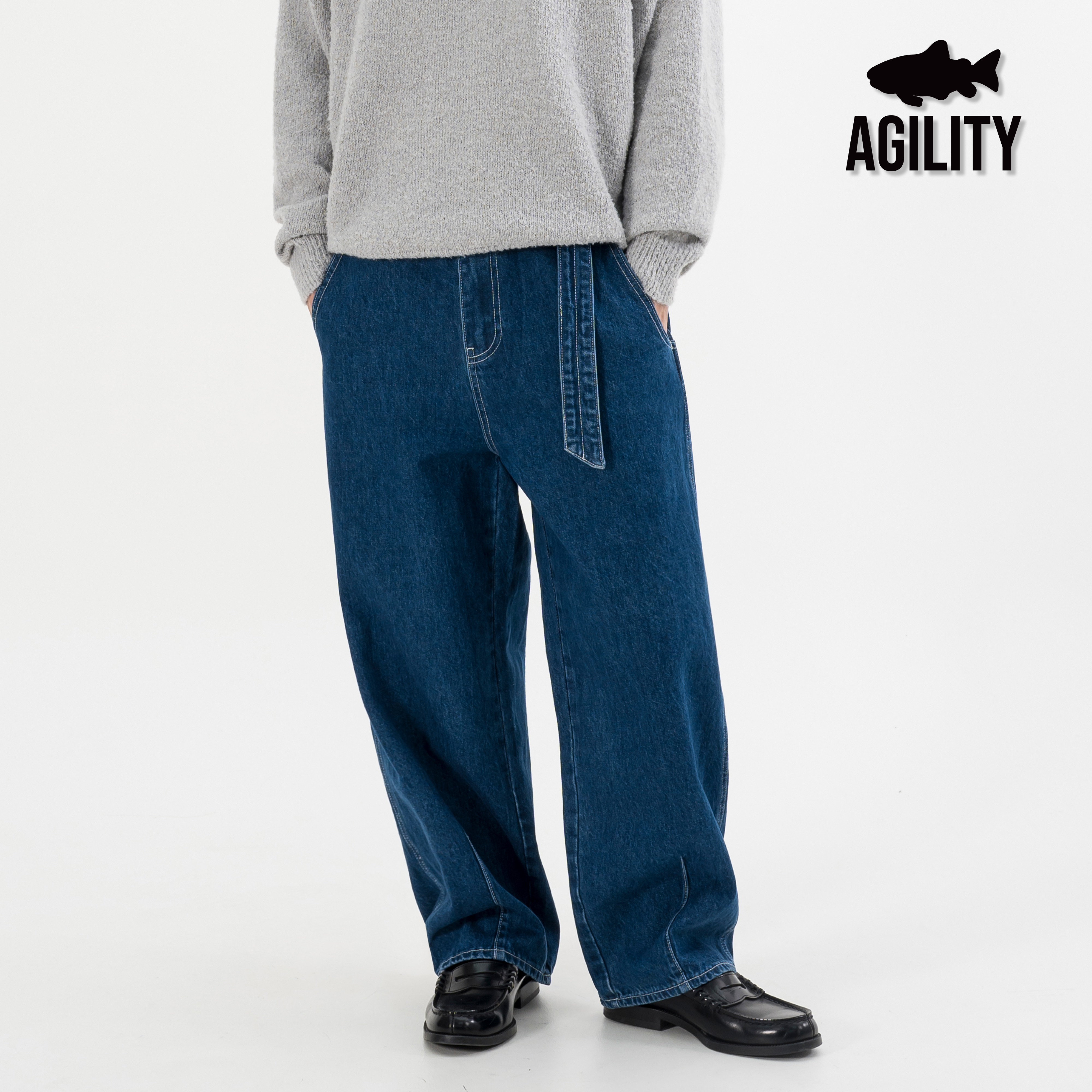 AGILITY Belted Baggy Denim Jeans 直筒 腰帶 牛仔褲 [ADE-P02]