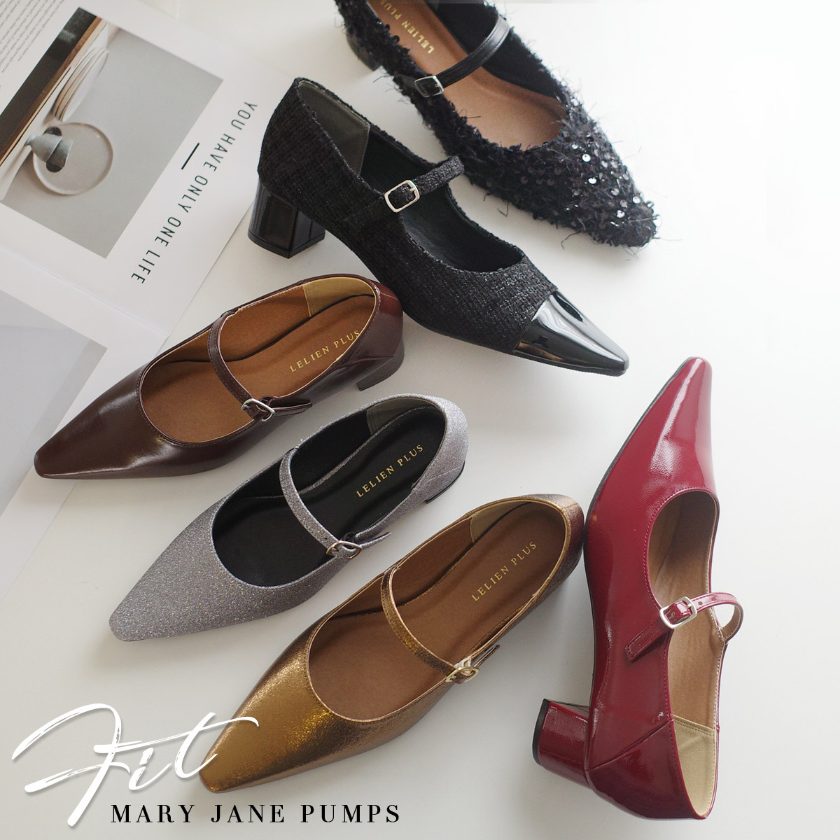 巴黎氣質 尖頭粗跟瑪莉珍鞋【SY016】