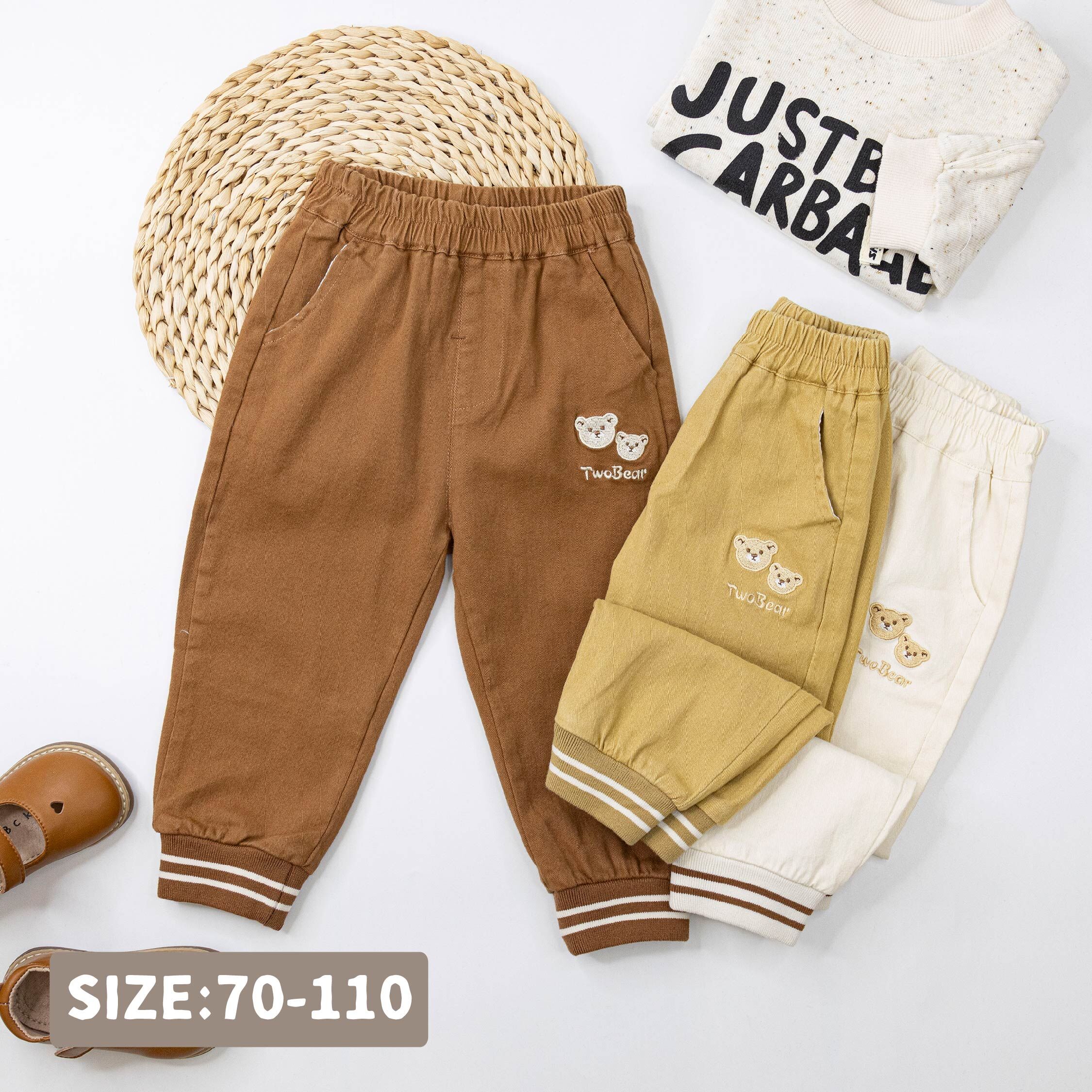 【H55338】呆呆小熊電繡舒適縮口褲＊三色