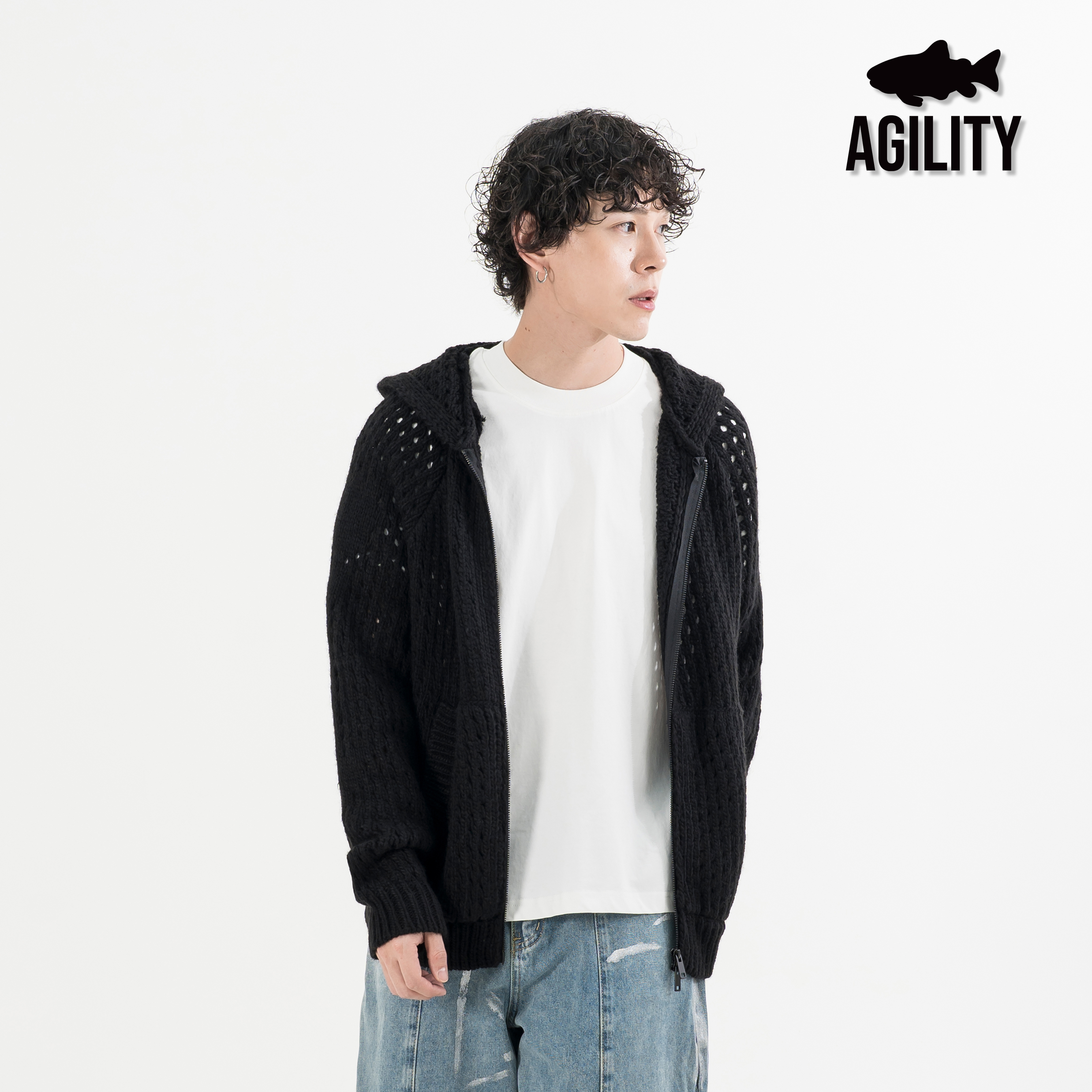 AGILITY Mesh Zip Hoodie 皮標 針織 連帽外套 [MS06]