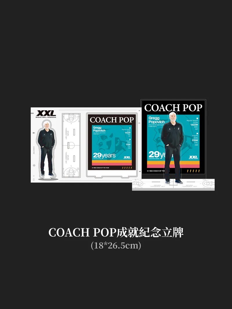 NBA周邊 Gregg Popovich 聖安東尼奧馬刺 退役紀念套組（立牌 + 語錄卡）XXL限定 全新