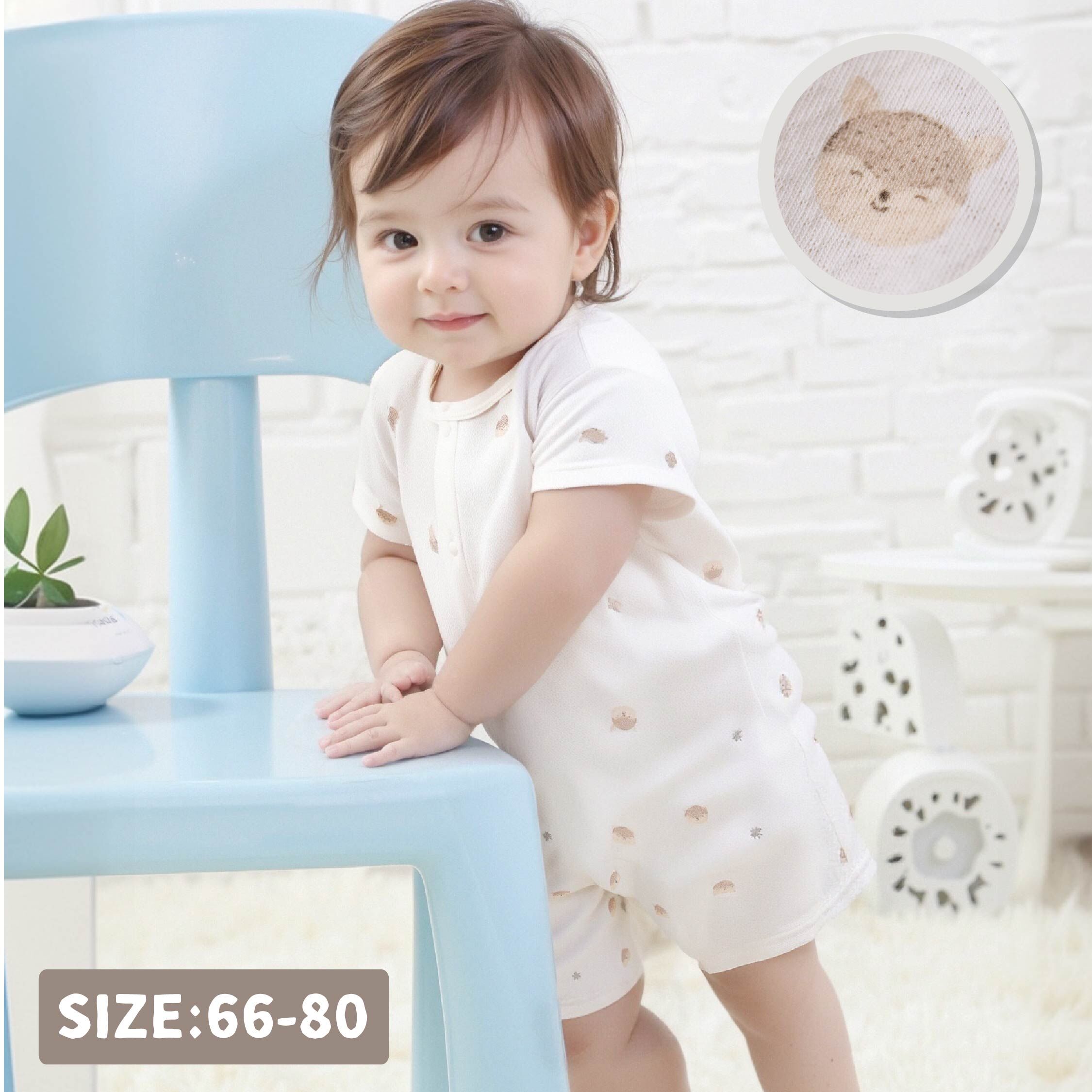 純淨系列【T0040】滿版蘑菇刺蝟棉柔短袖連身衣