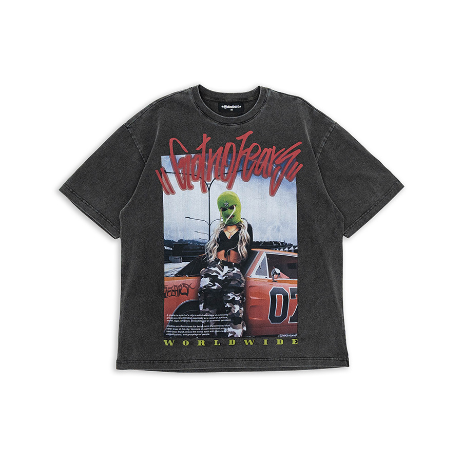 Gotnofears MASKED GIRL ACID WASHED OVERSIZED TEE 面具女孩 仿舊水洗寬版短袖上衣 11033844