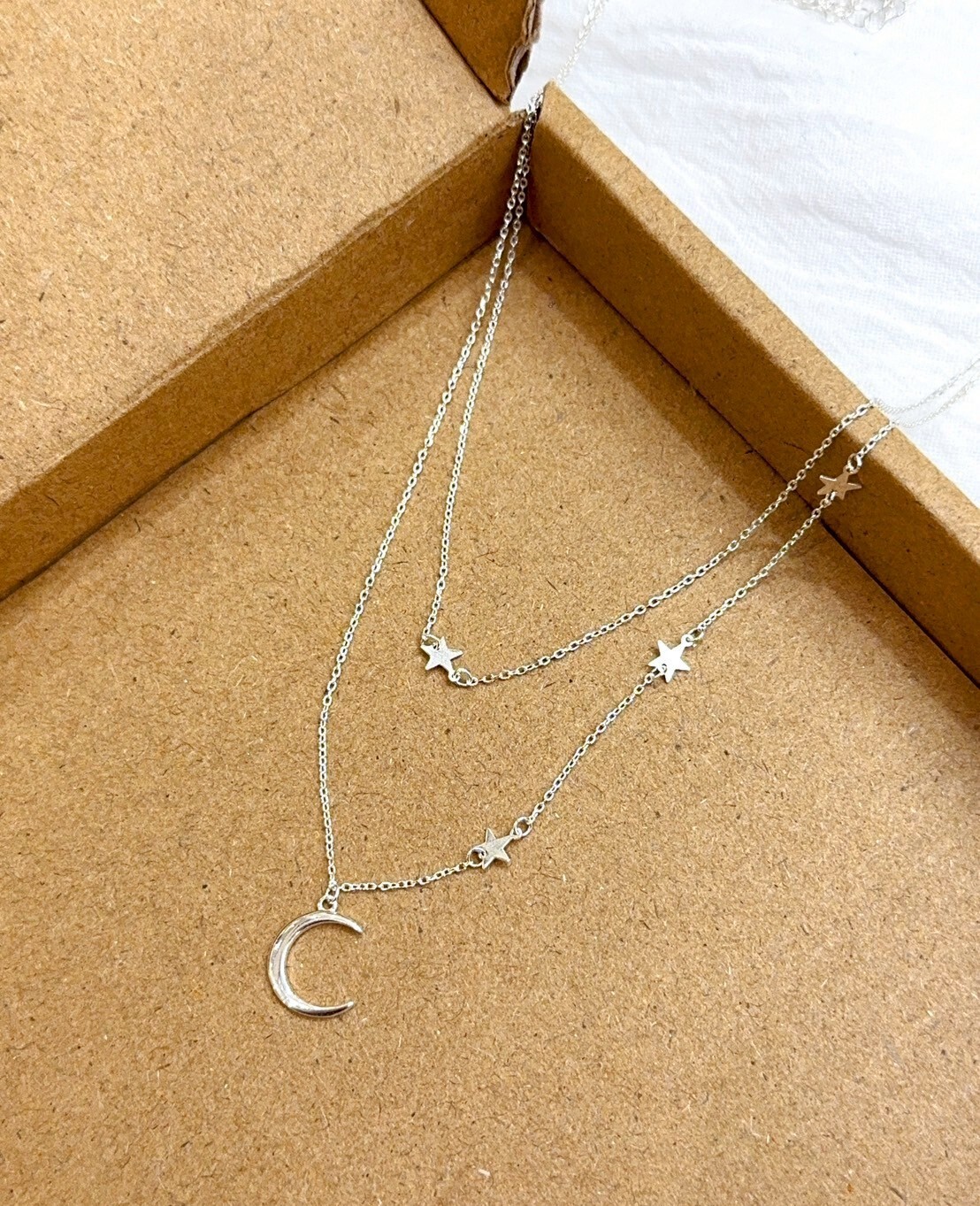 雙層星月純銀項鍊