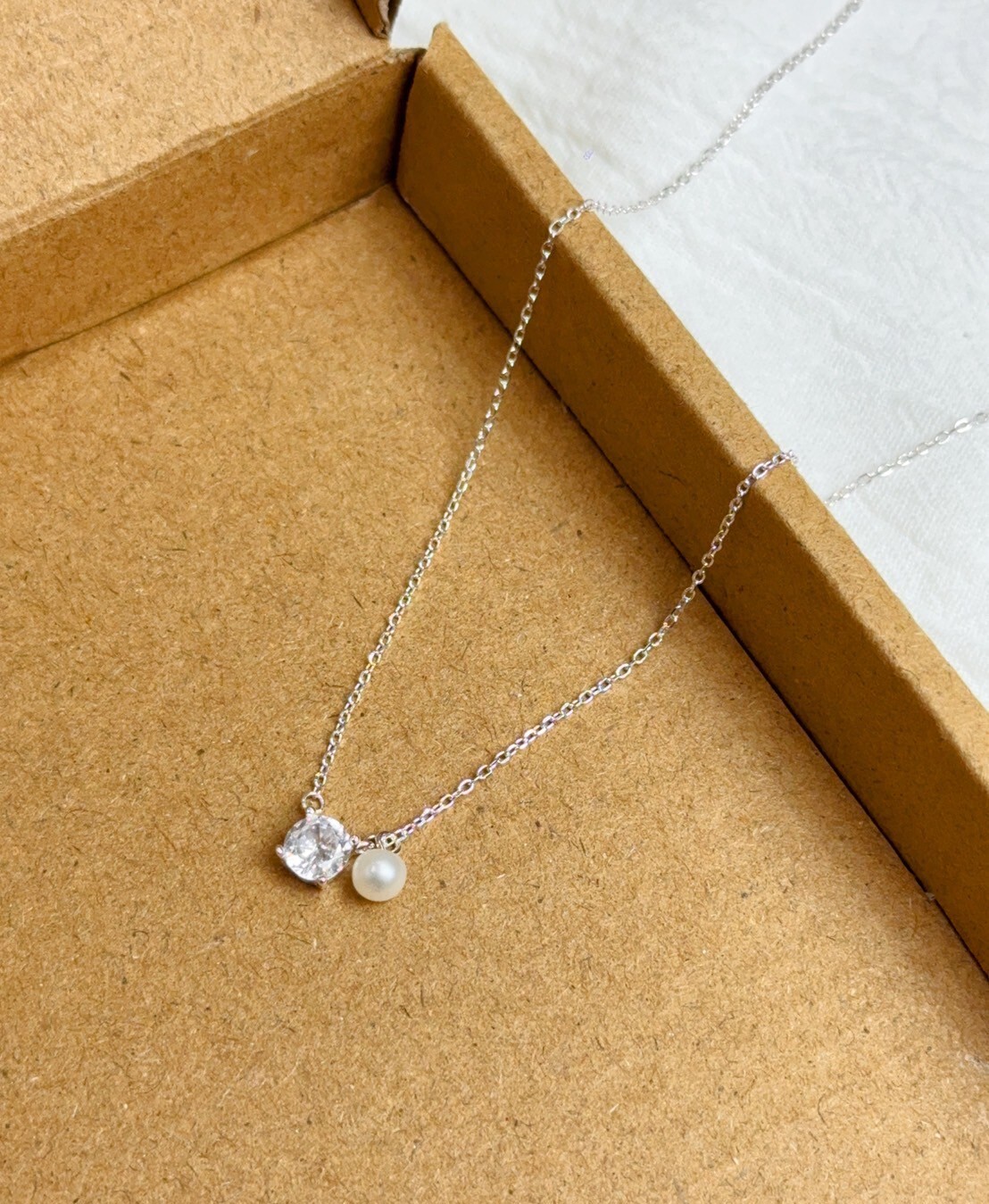 淡水珍珠鋯石純銀項鍊