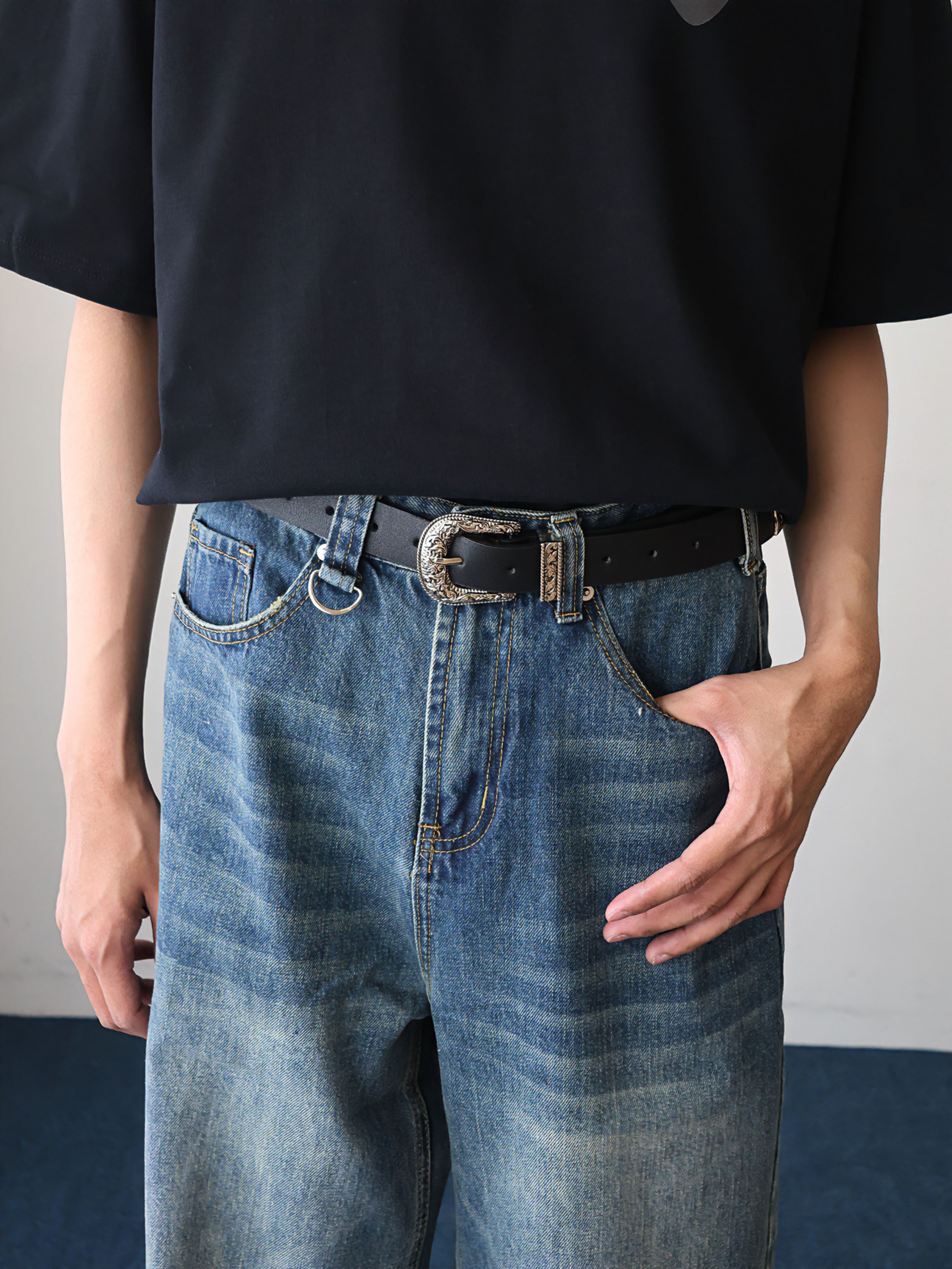 （現貨） 復古 U形 浮雕設計 皮帶 742