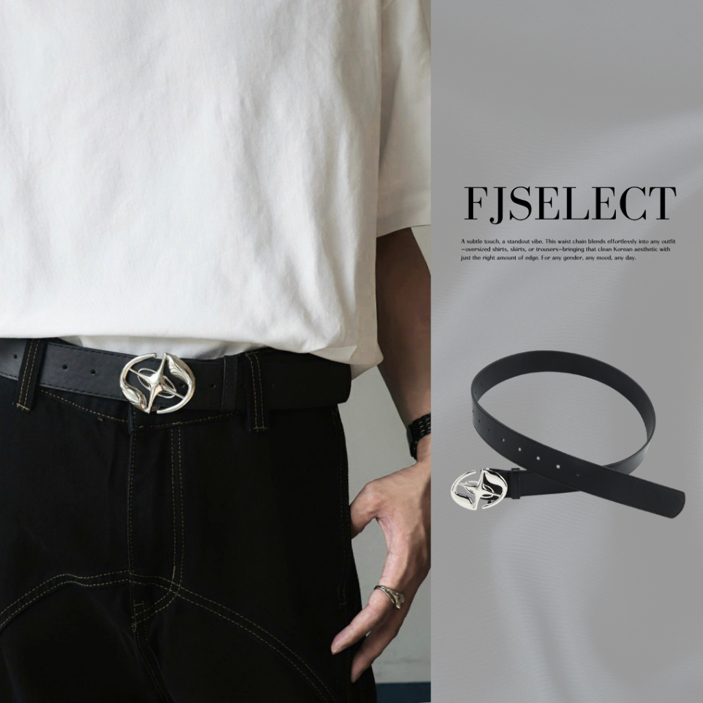 （現貨）韓系 圓形十字 金屬扣頭 平滑扣 皮帶 966-1