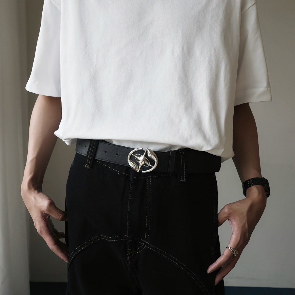 （現貨）韓系 圓形十字 金屬扣頭 平滑扣 皮帶 966-1