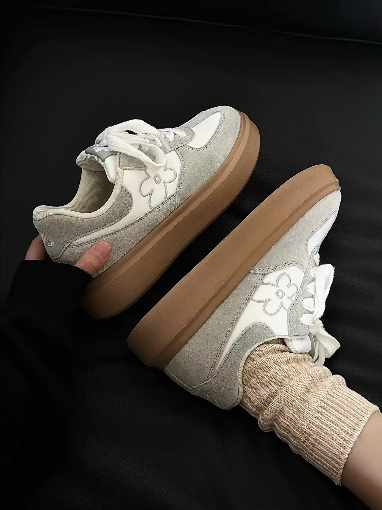 Aespa Winter 同款💕 WE FLOWER 小花 焦糖厚底 德訓鞋 (3 Colours)