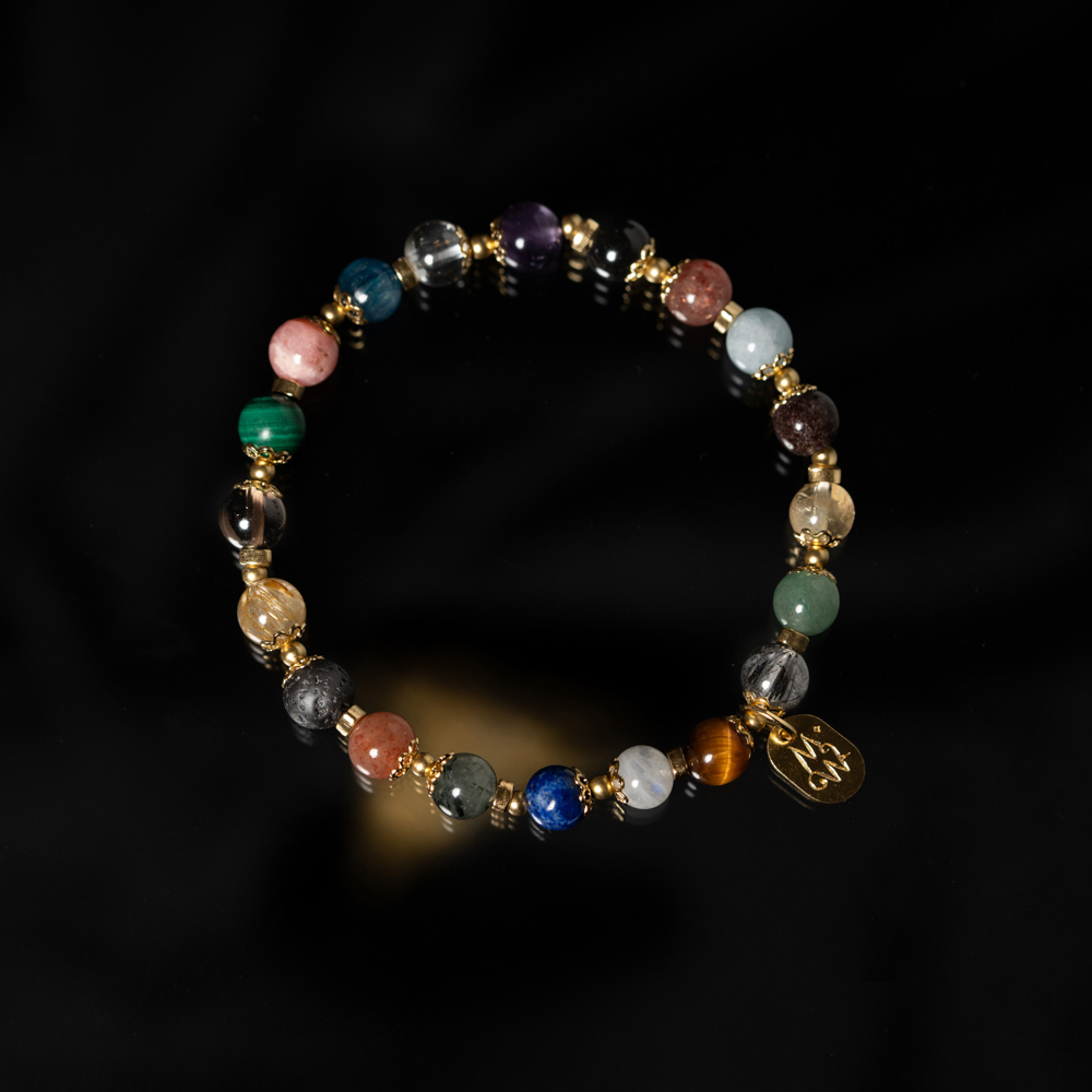 十全十美｜鈦晶黑曜石海藍寶手鍊 C1743