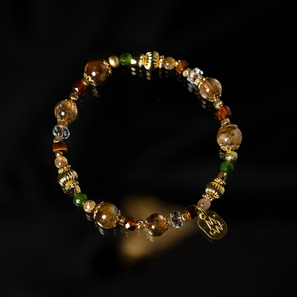 十拿九穩｜沙弗萊紅銅鈦碧玉手鍊 C1744