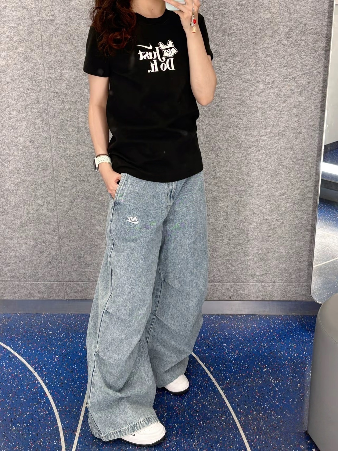 NIKE SPORTSWEAR 牛仔寬褲 水洗 彎刀 闊腿褲 IF0625-440