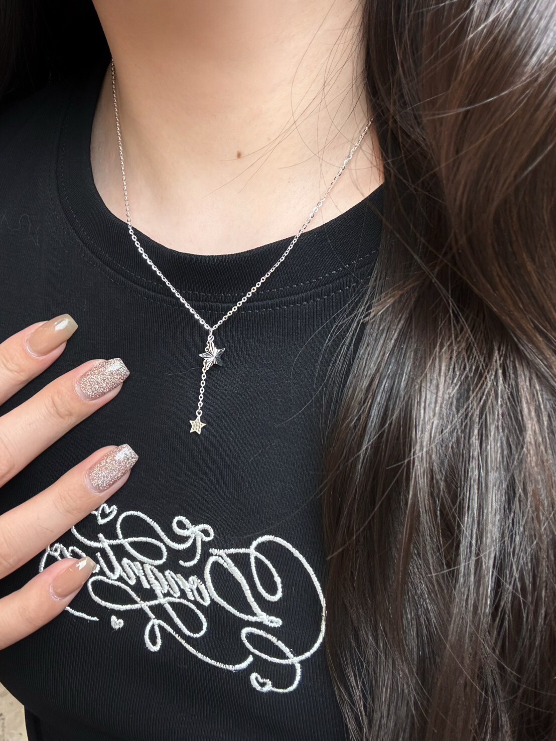 摘星予你|垂墜星星足銀項鍊