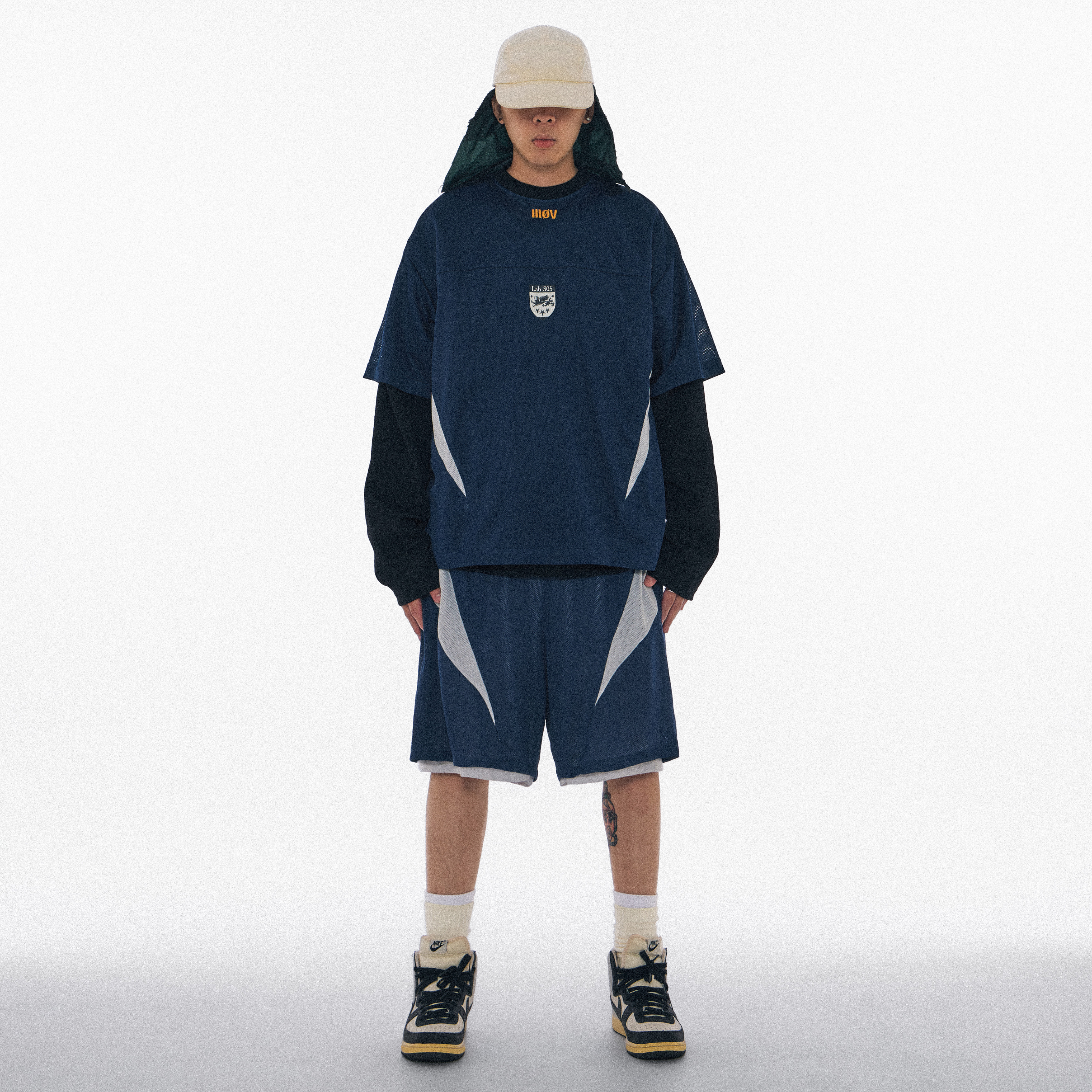 Wall of Sound - 4:11/“SLEEP” Airy Mesh Jersey Tee - Navy