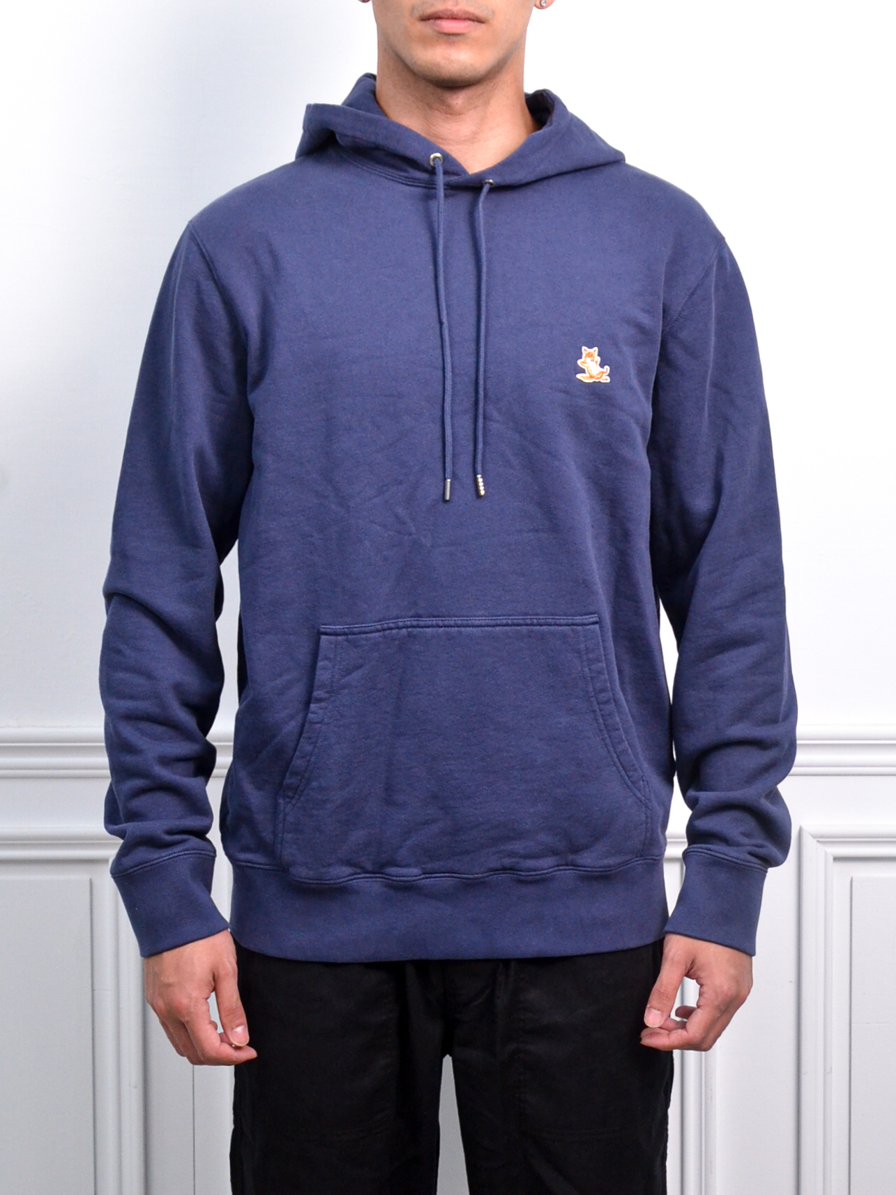 Maison Kitsune Chillax Fox Men's Hoodie 放鬆狐狸頭帽T 藍/卡其【LM00706KM0001】