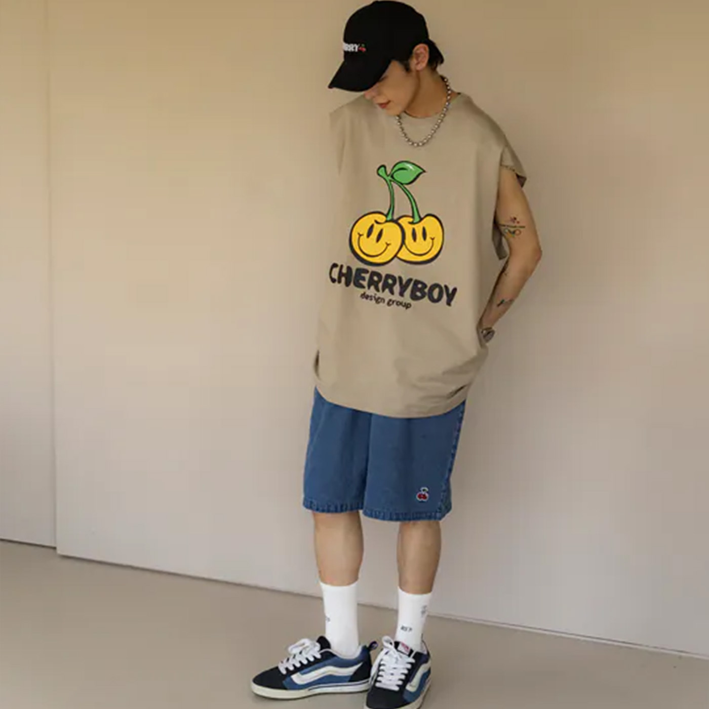 CHERRYBOY SMILE FACE TANK TOP【CB24013】