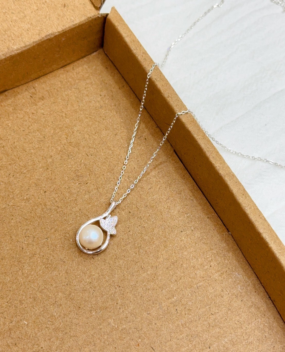 天使之淚|蝴蝶淡水珍珠足銀項鍊