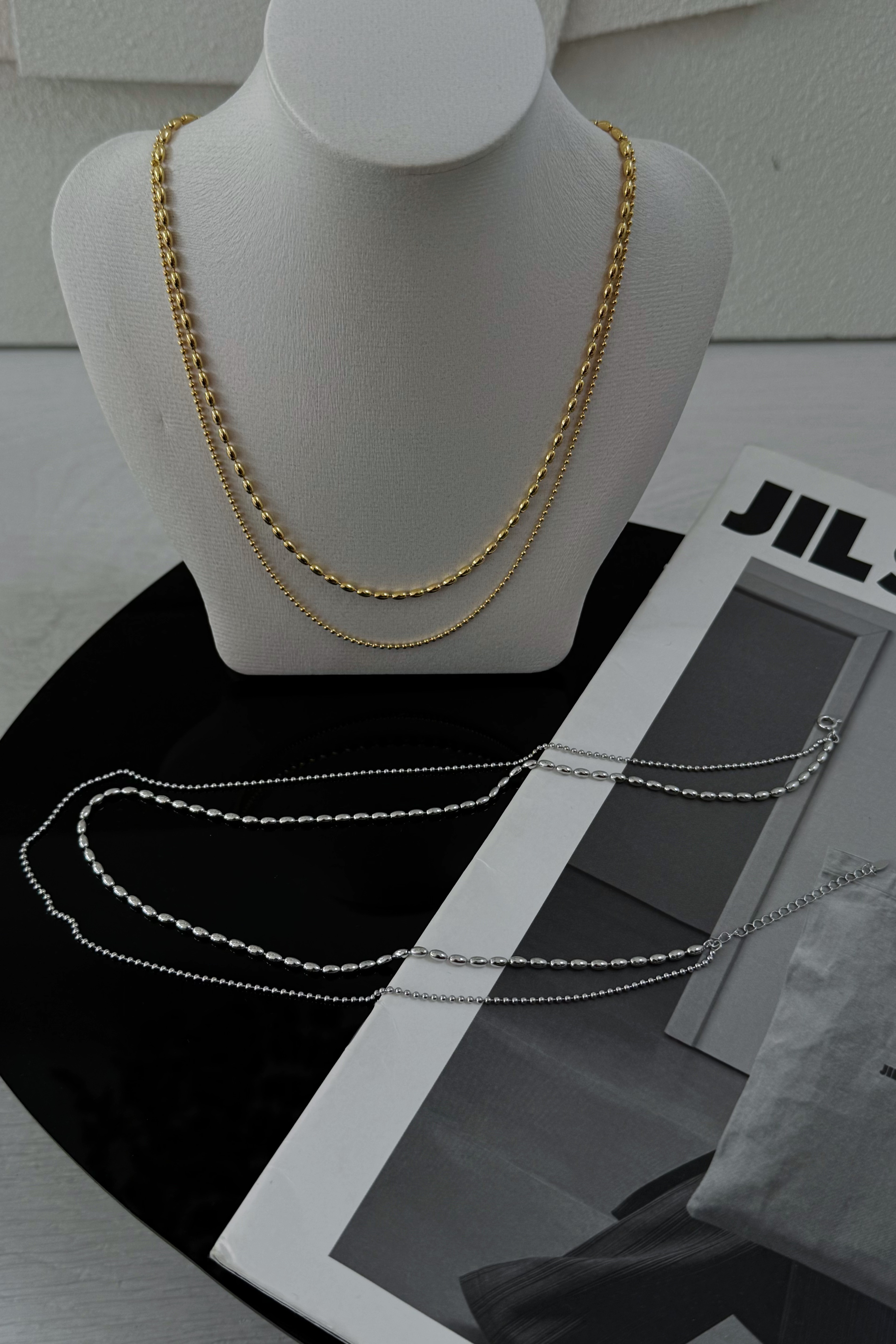 （現貨）百搭銀珠雙層項鍊 GJ89