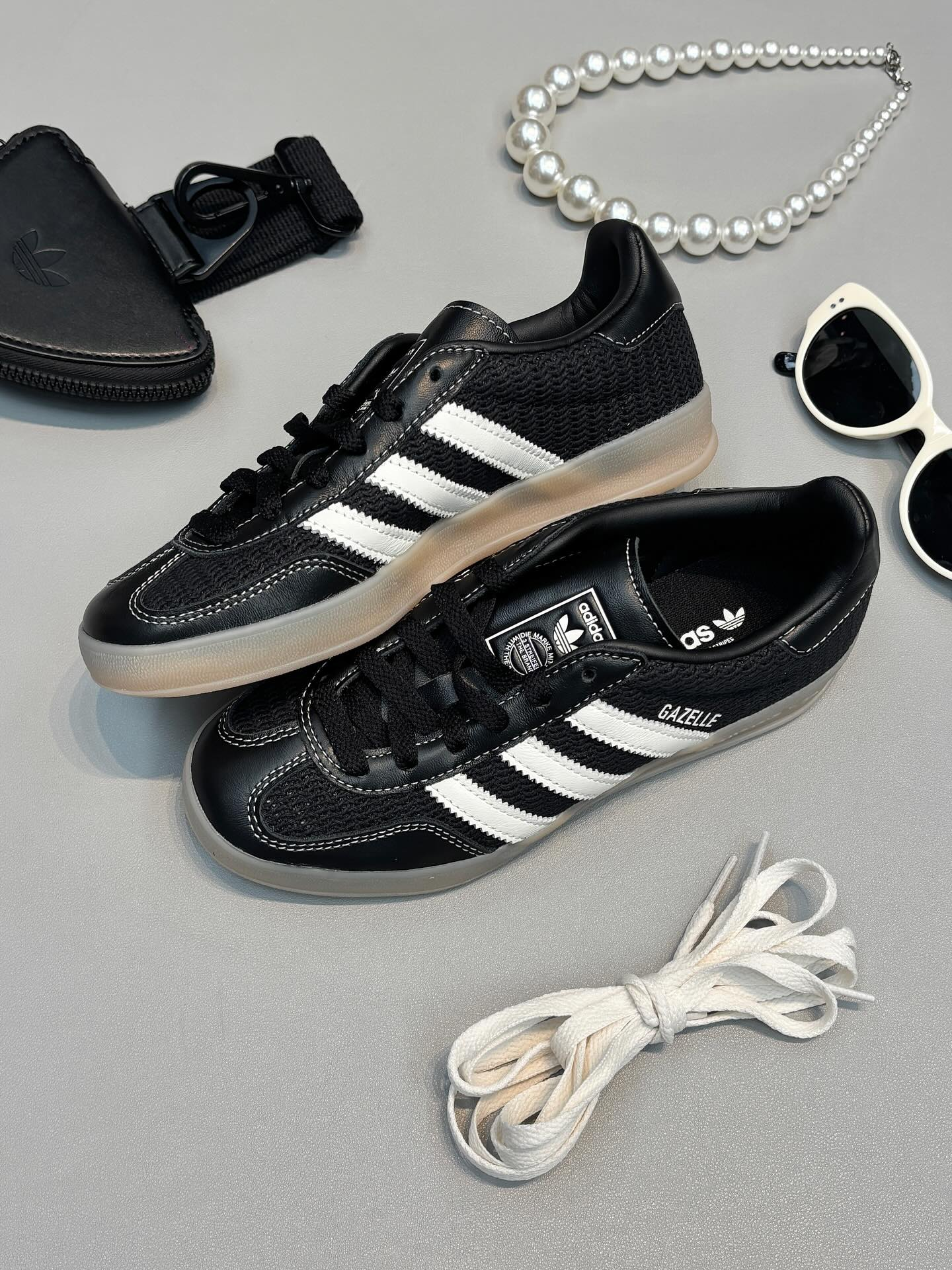 ADIDAS GAZELLE INDOOR 編織 皮革 復古德訓鞋 (Black)