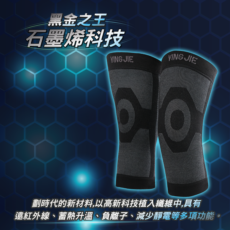 【台灣預購】TW082615 石墨烯健康新科技護膝 (黑色)