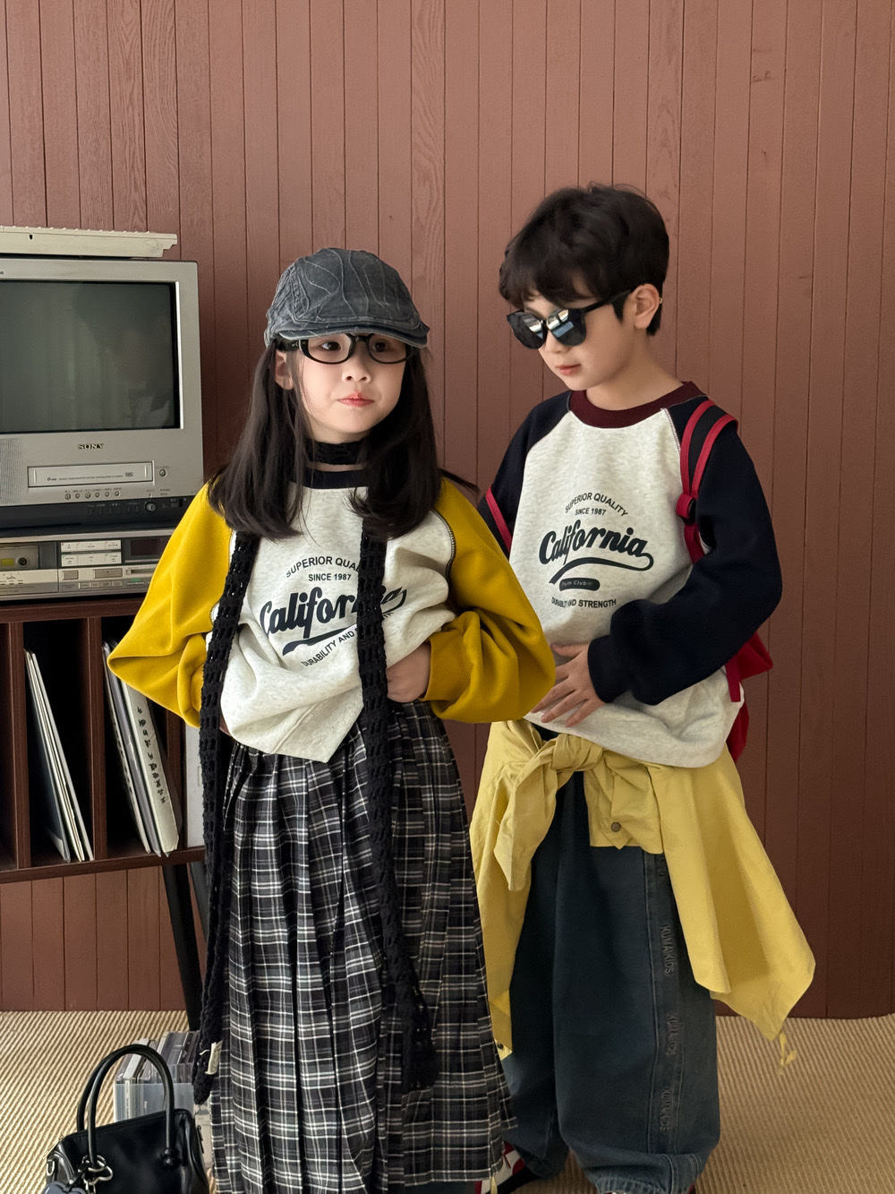 美式寬鬆長袖圓領上衣