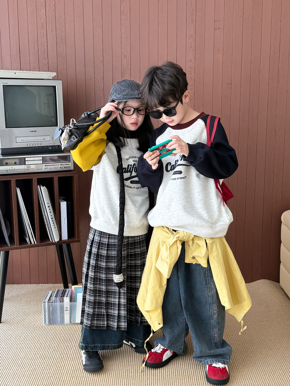 美式寬鬆長袖圓領上衣