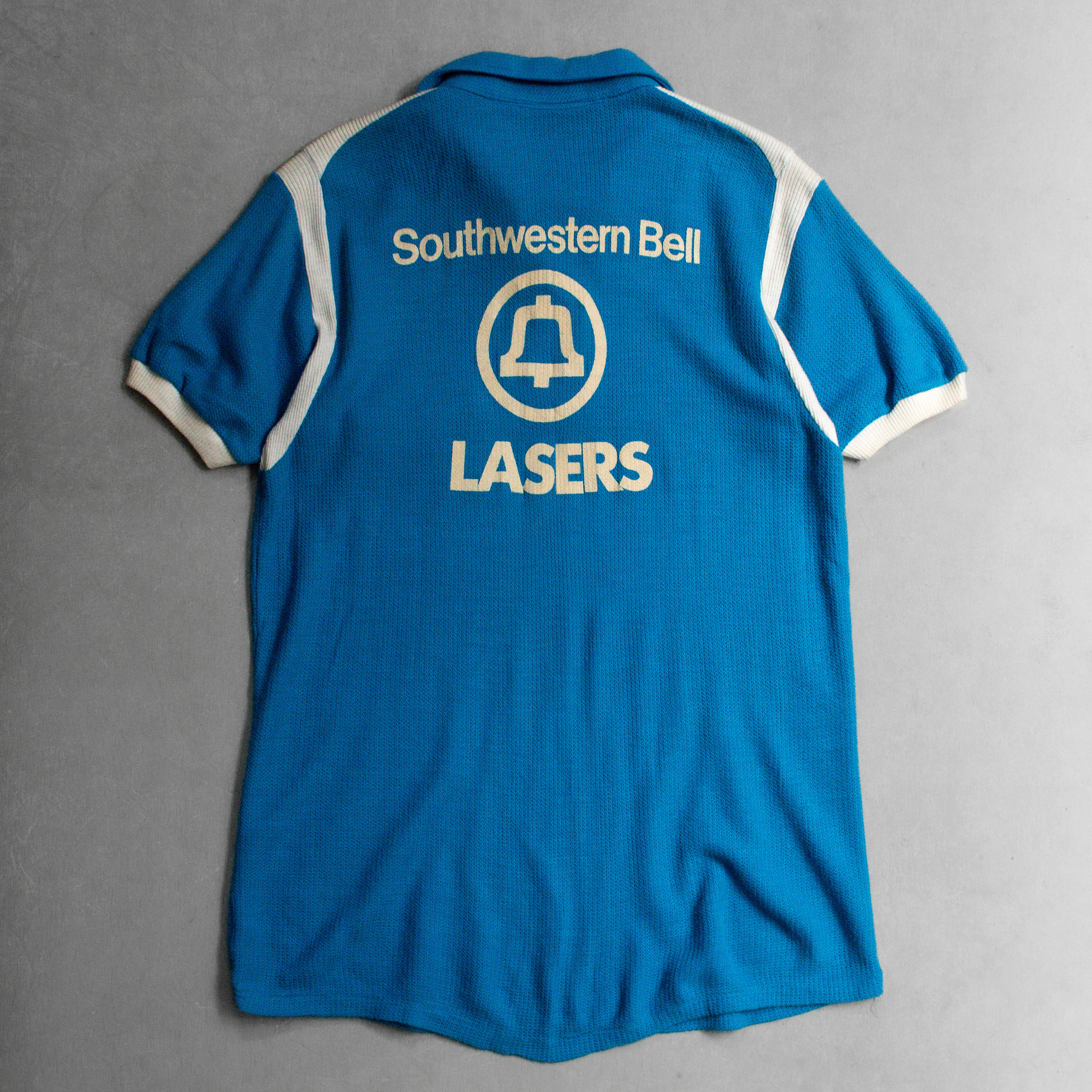 70S HILTON BOWLING POLO SHIRT 美國製 藍色 短袖 保齡球 針織 套頭 襯衫