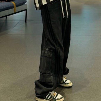 【Luxury】Adidas originals ADILLENIUM DENIM BLUE JOGGERS 寬鬆運動風系帶牛仔褲 水藍 黑灰 復古色