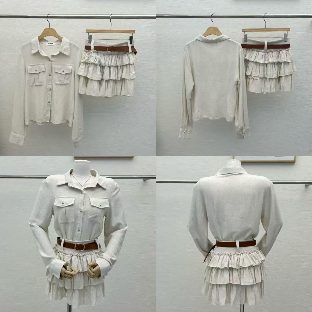 MI5002 甜酷翻領襯衫蛋糕短裙套裝