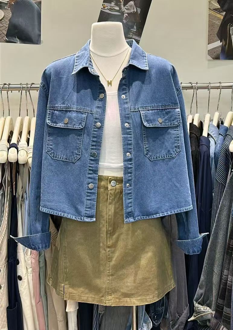 MI5005 大口袋翻領牛仔外套