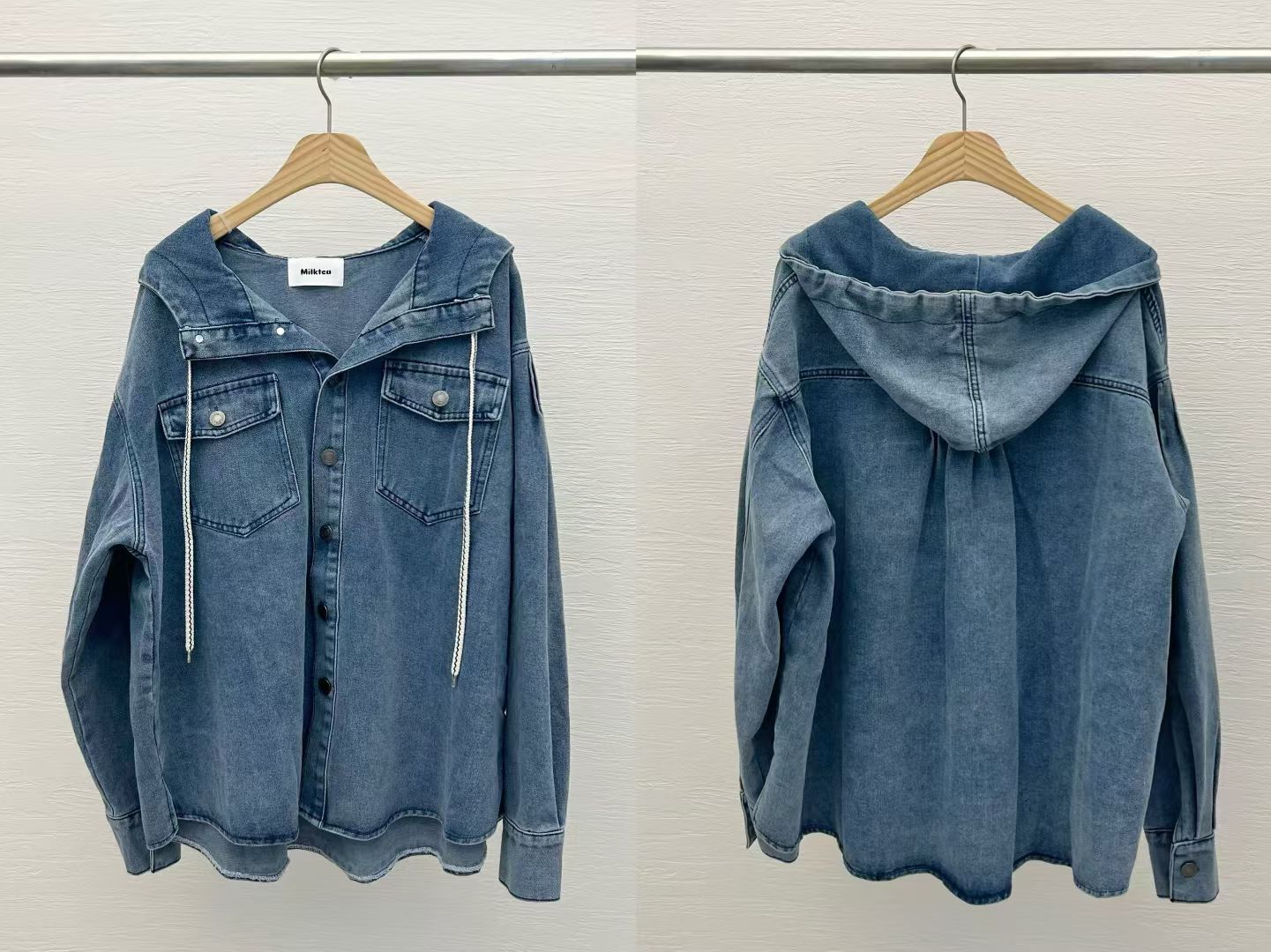 MI5007 連帽索帶牛仔外套