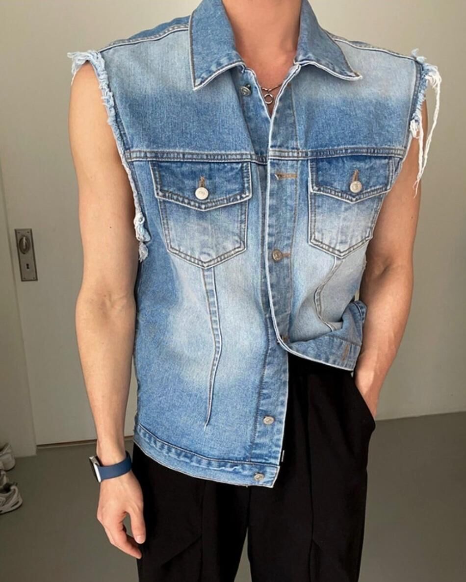 洗水背心牛仔褸 V1162