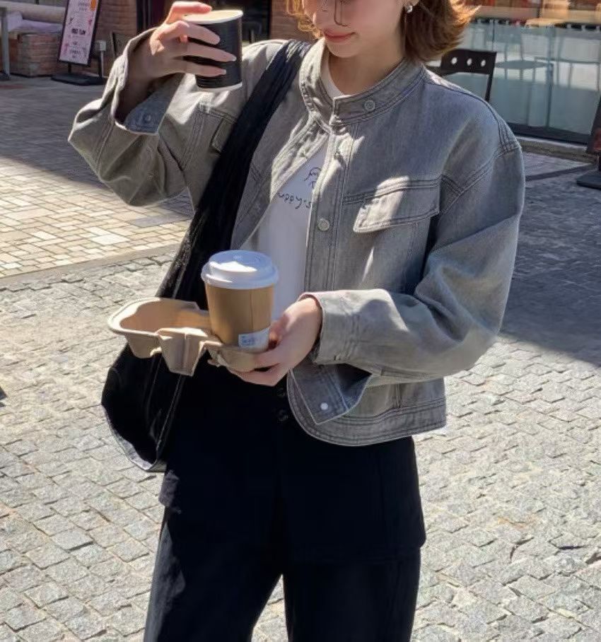 MI5010 收腰微立領牛仔布外套