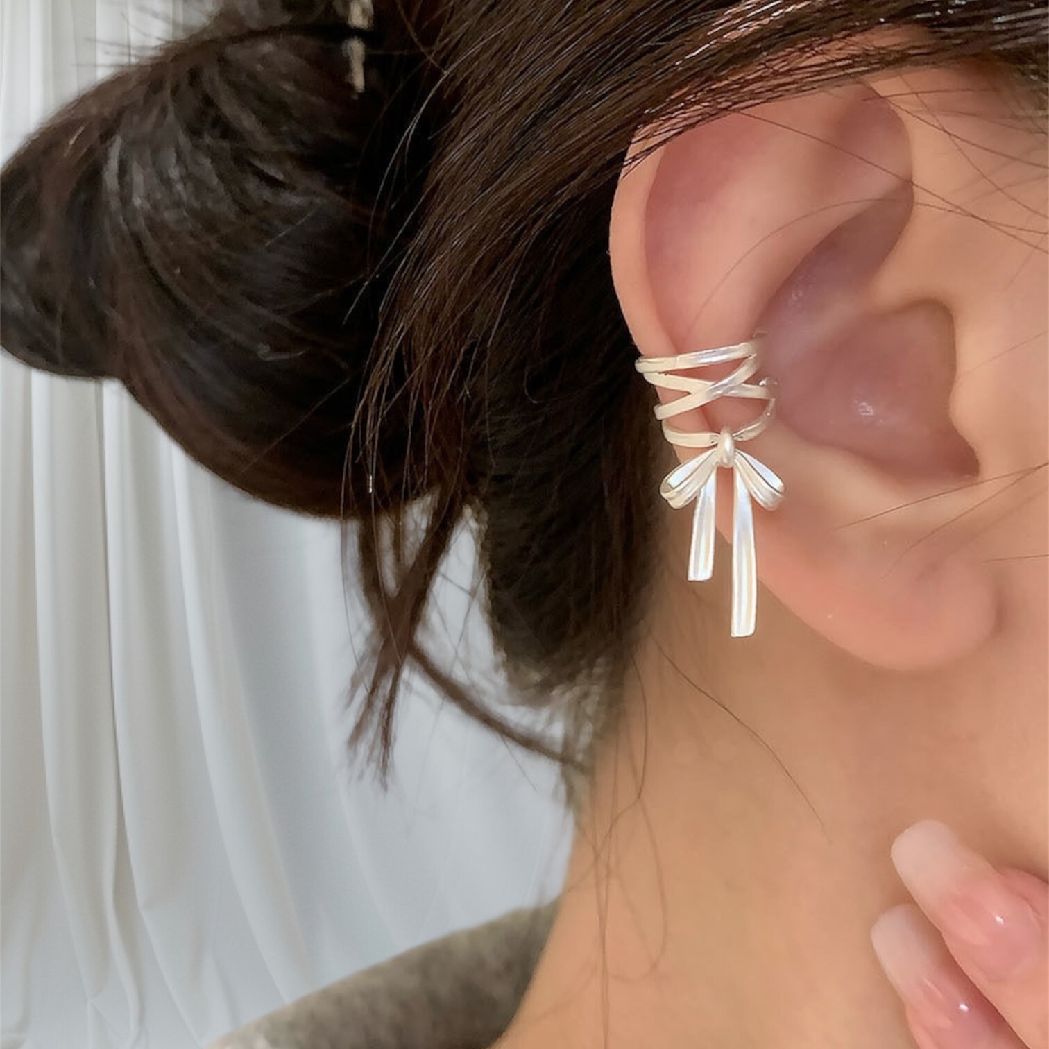 Lovely Bow Ribbon Ear Cuff
