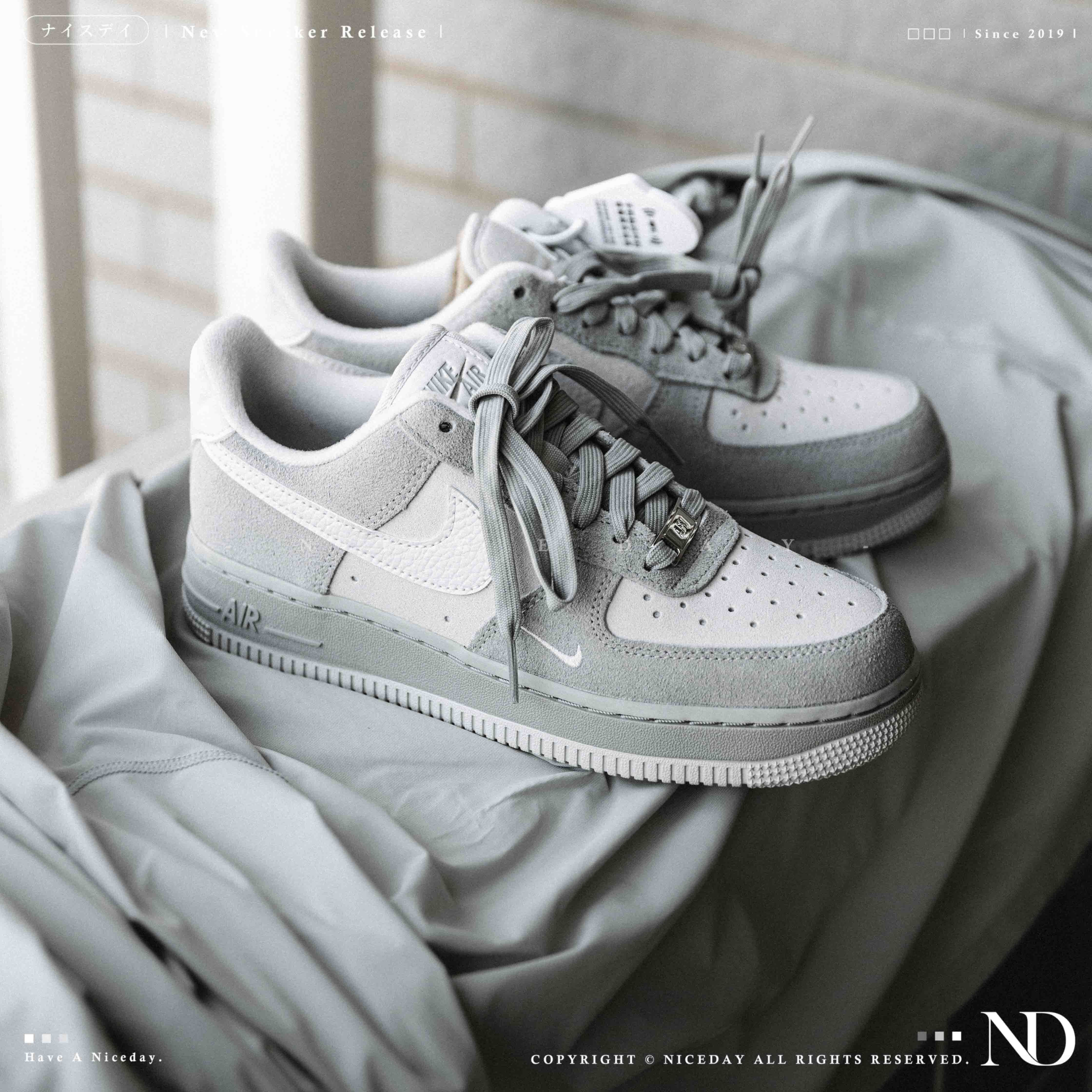 NICEDAY 代購 Nike Air Force 1 北極熊 白灰 灰白 小勾 白 麂皮 菸灰 HV3876-077