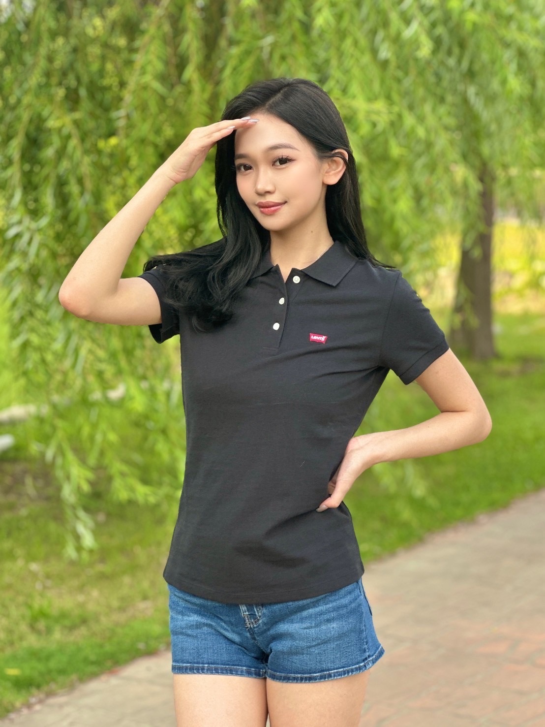 Levis 電繡小Logo 女款 素面 修身 Polo衫 短袖