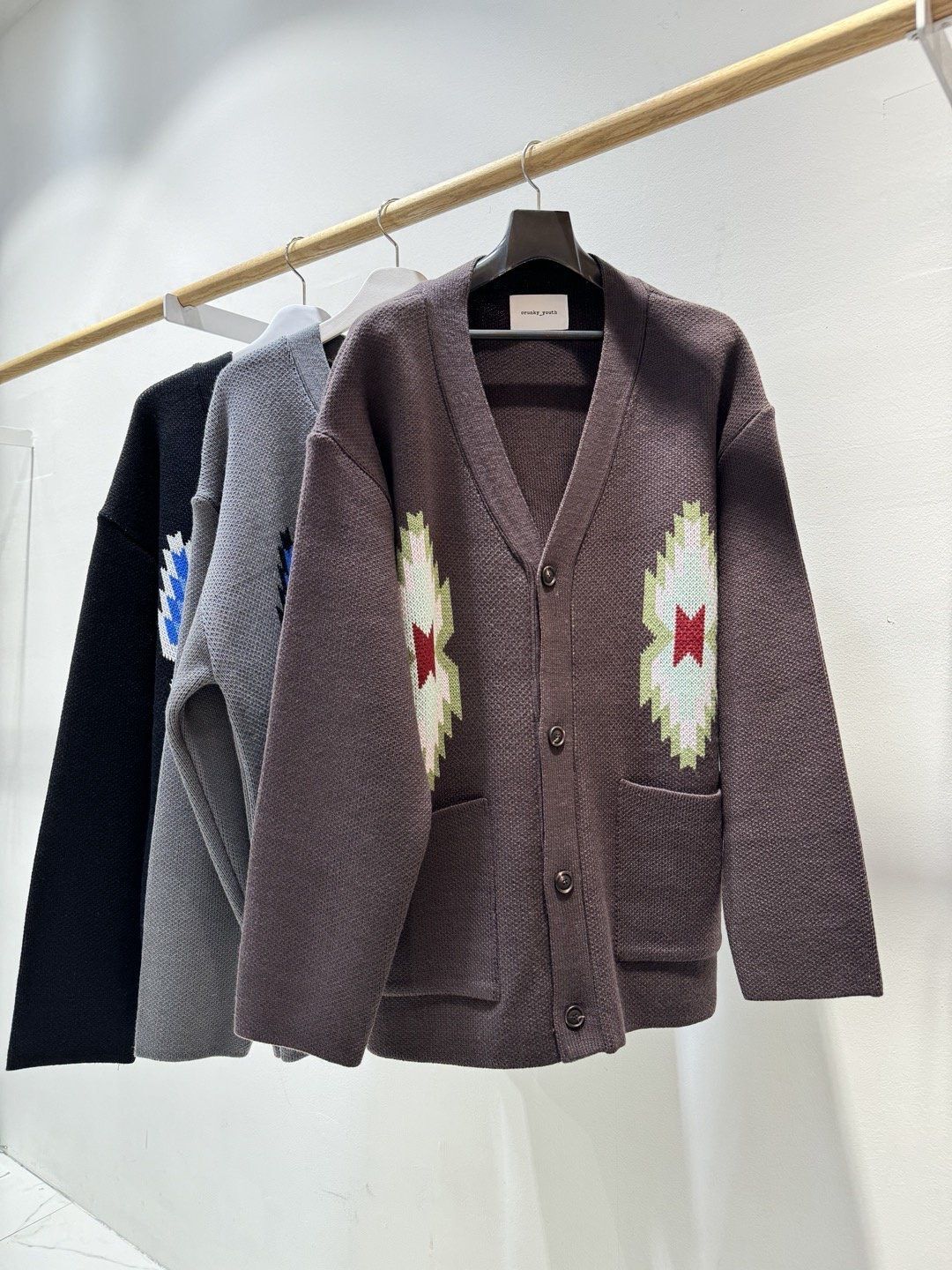 圖案開胸針織外套 C_y-126JK