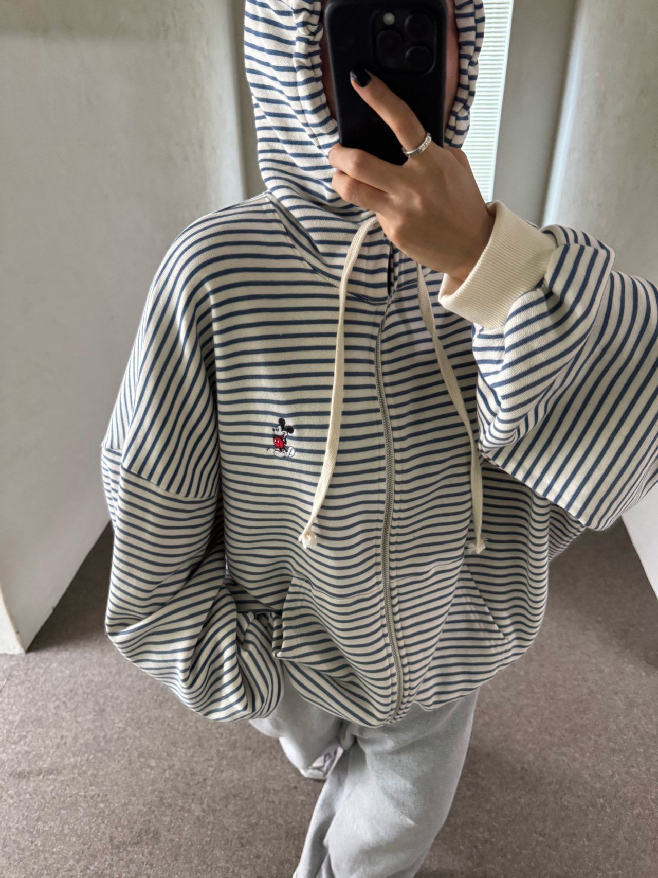 橫間卡通連帽拉鍊針織外套 Votus-159JK