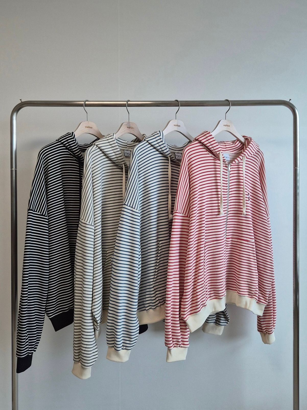 橫間卡通連帽拉鍊針織外套 Votus-159JK