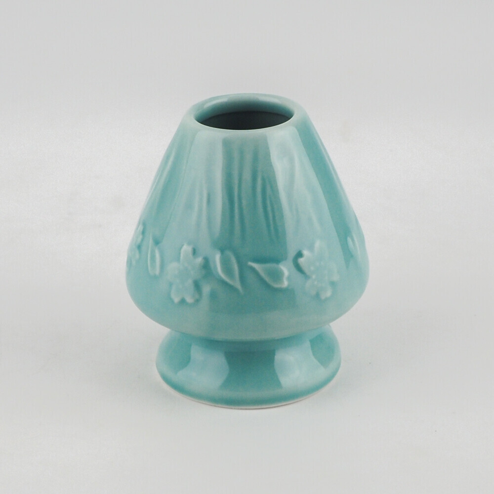 日本製 茶筅座 茶筅くせ直し 美濃燒 櫻花(淺藍)